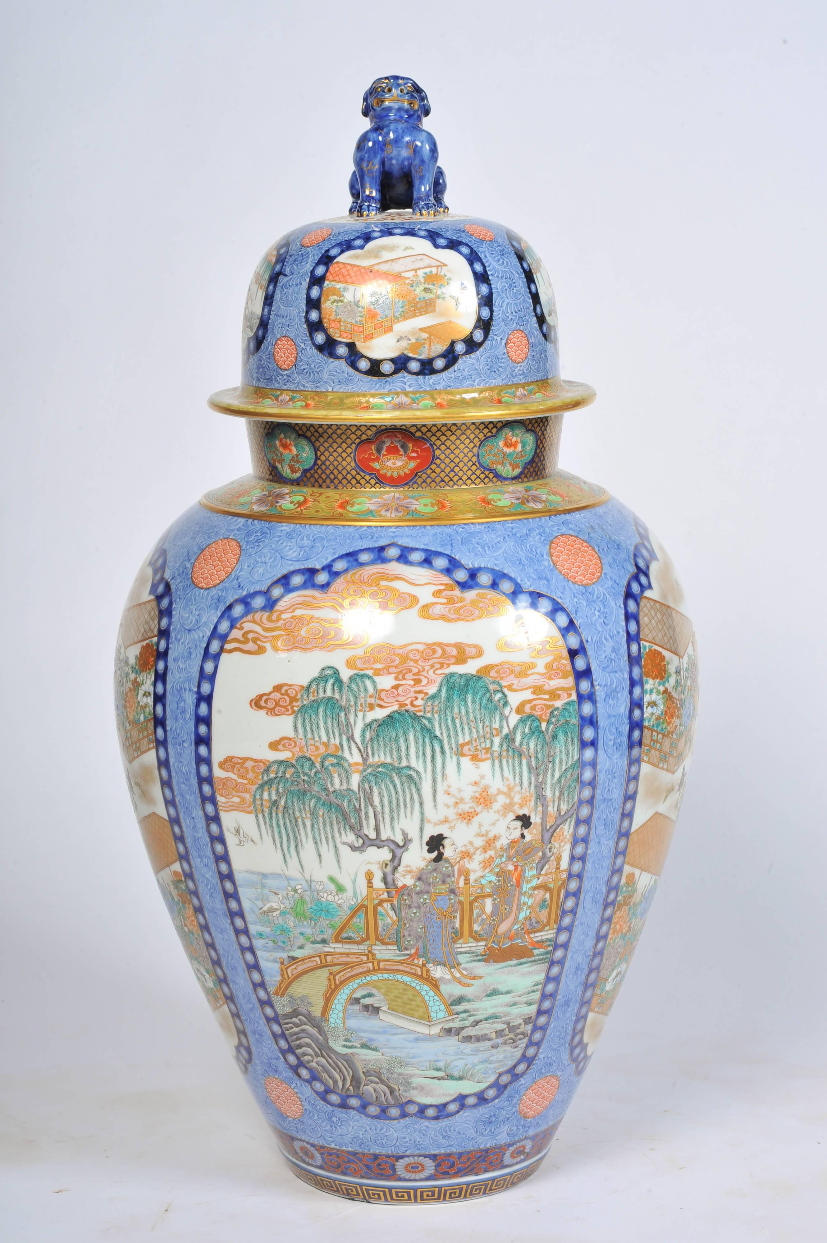 Hand-Painted Large Japanese Fukagawa Imari Vase