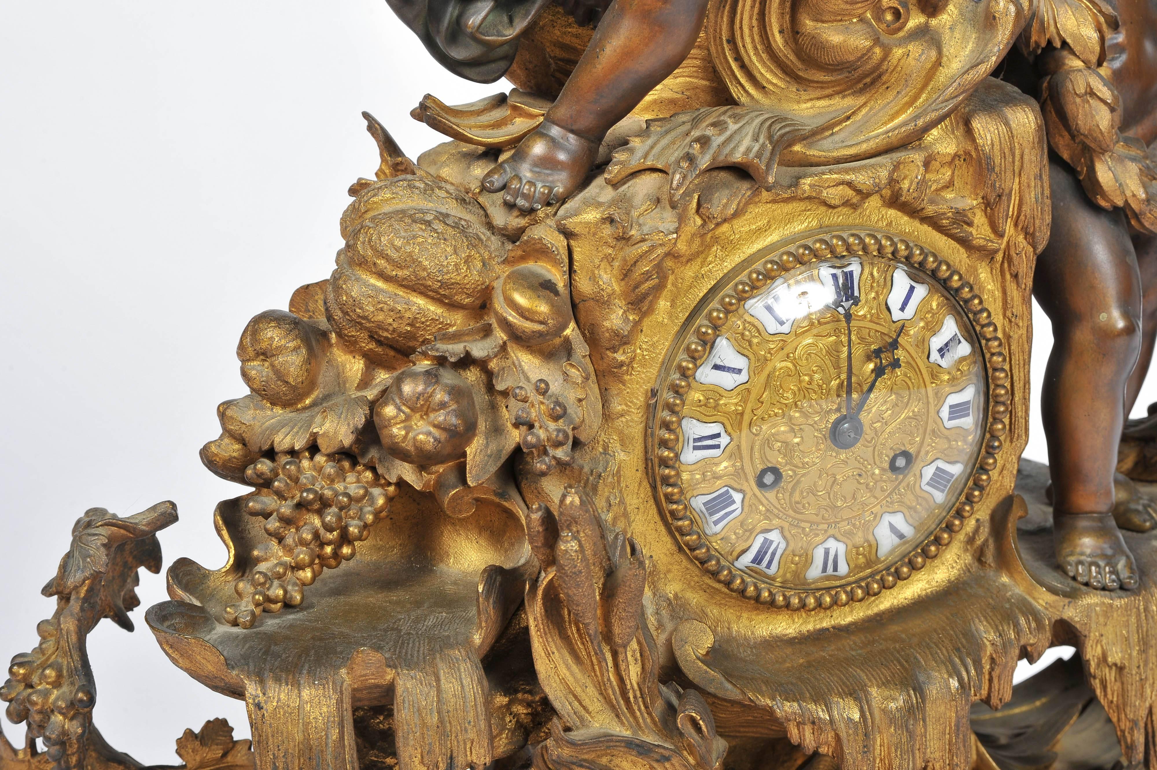 Gilt Large 19th Century Louis XVI style Mantle Clock 25