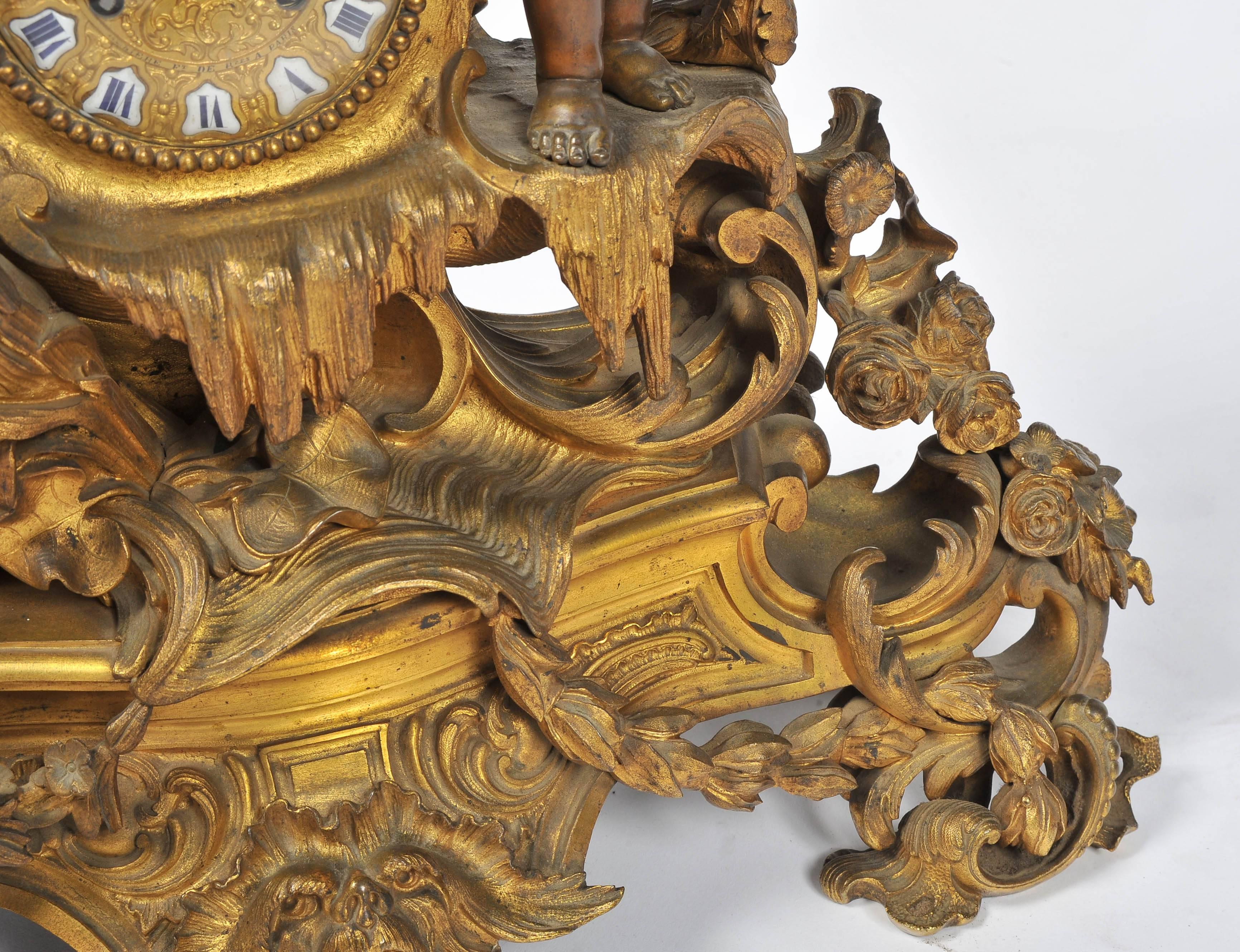 Ormolu Large 19th Century Louis XVI style Mantle Clock 25
