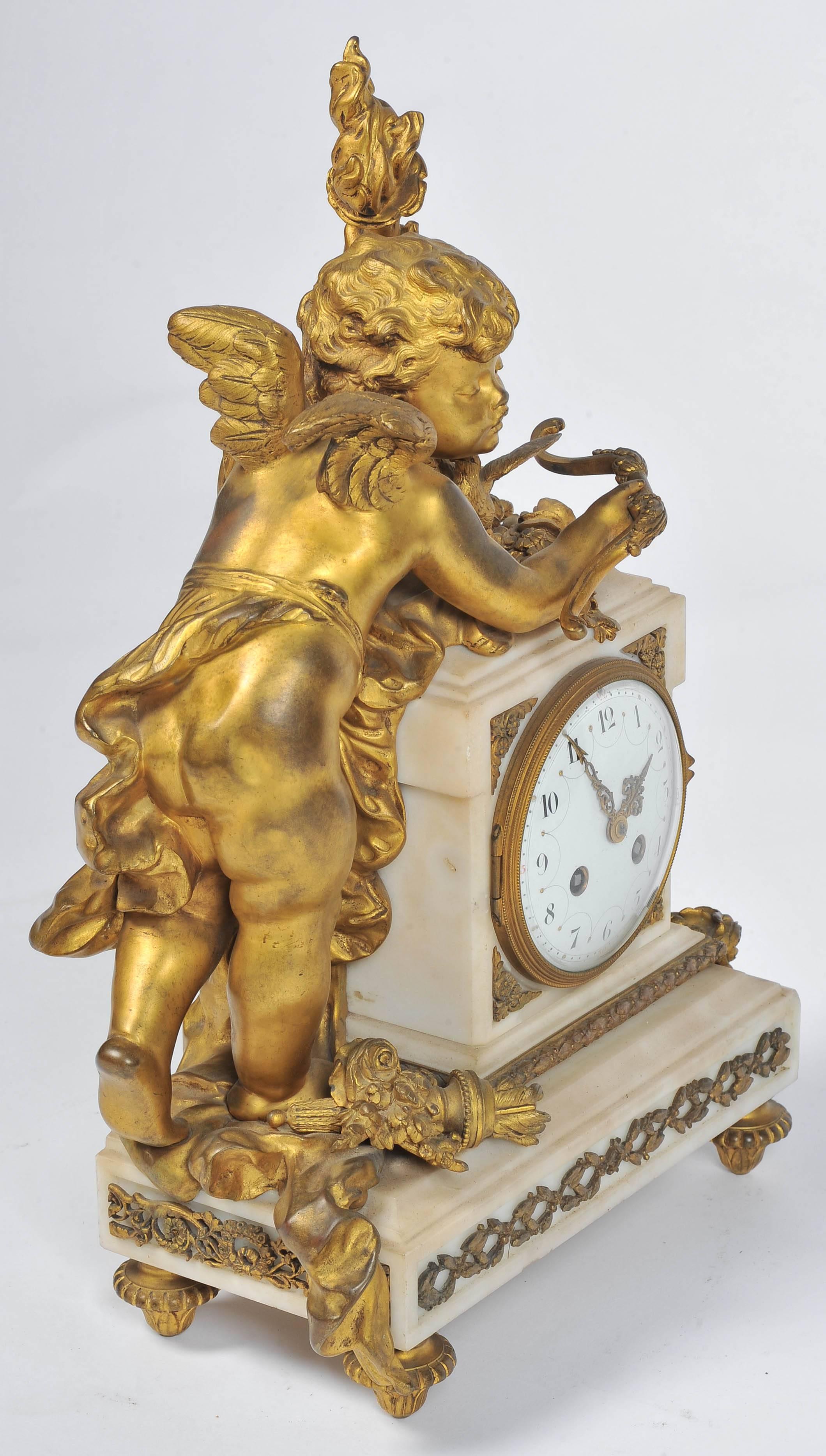 French Louis XVI style Mantle Clock, 19th Century 16.5