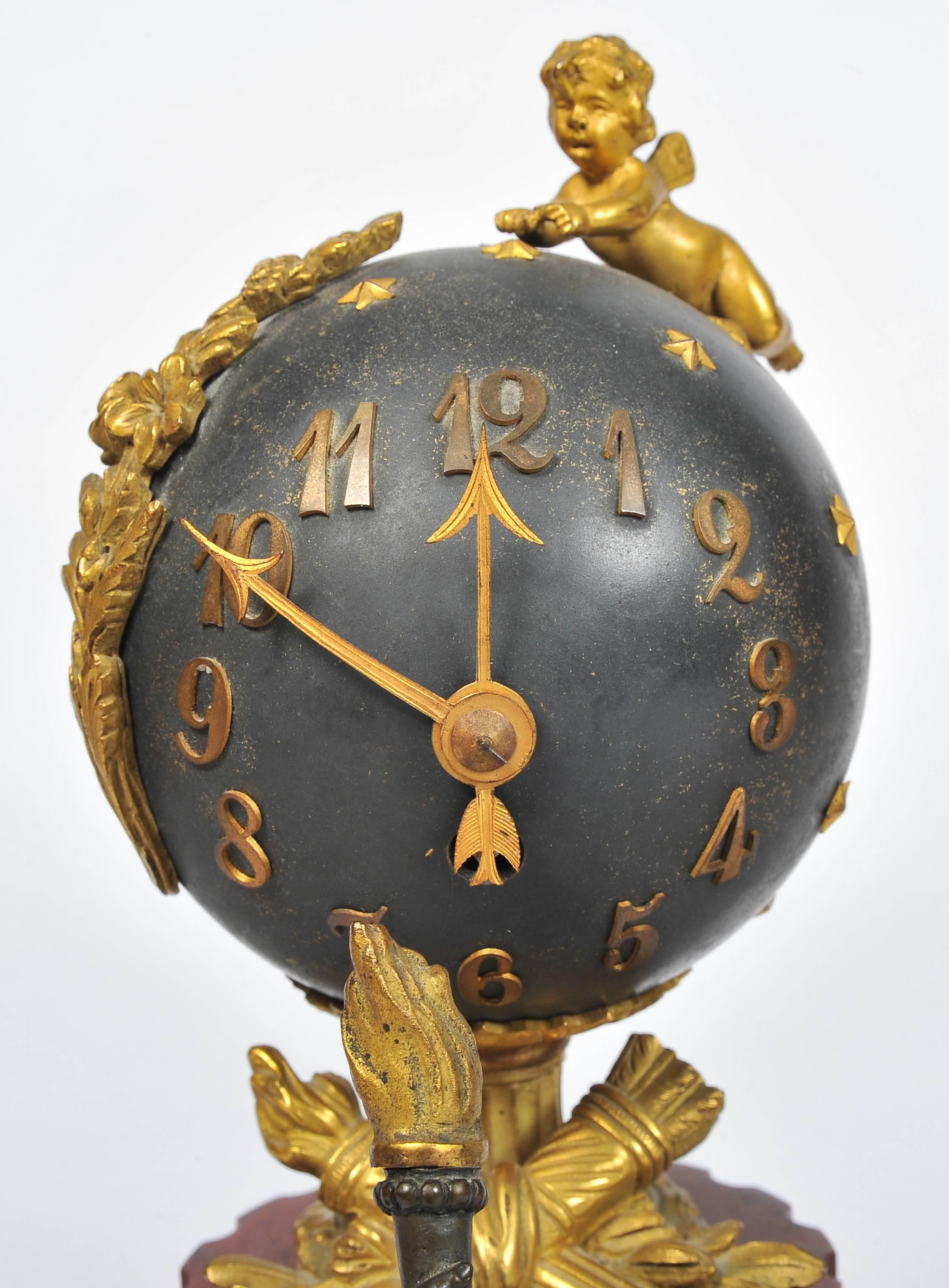 Carved 19th Century French Clock Set
