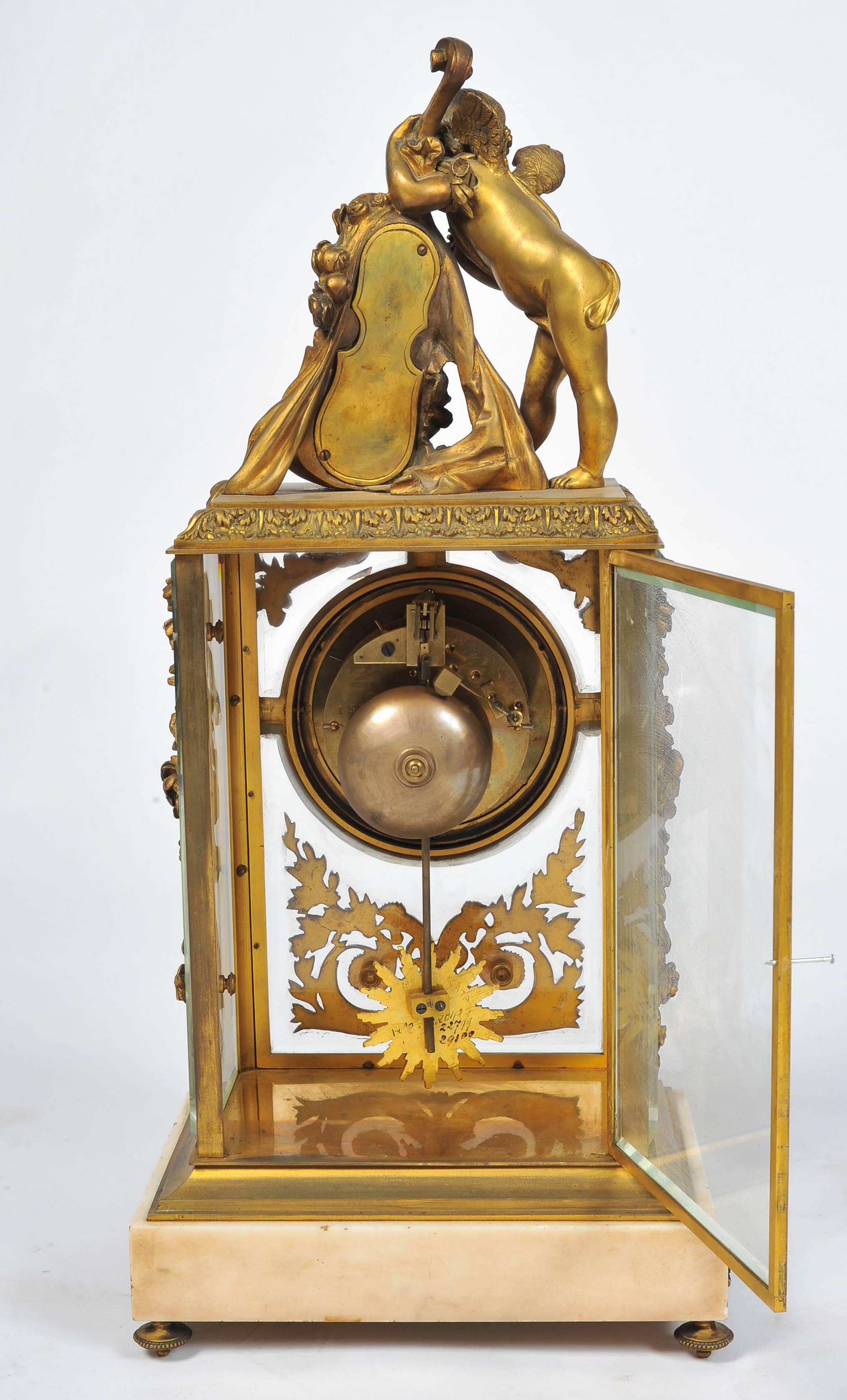Gilt 19th Century Louis XVI style,  Mantel Clock 17
