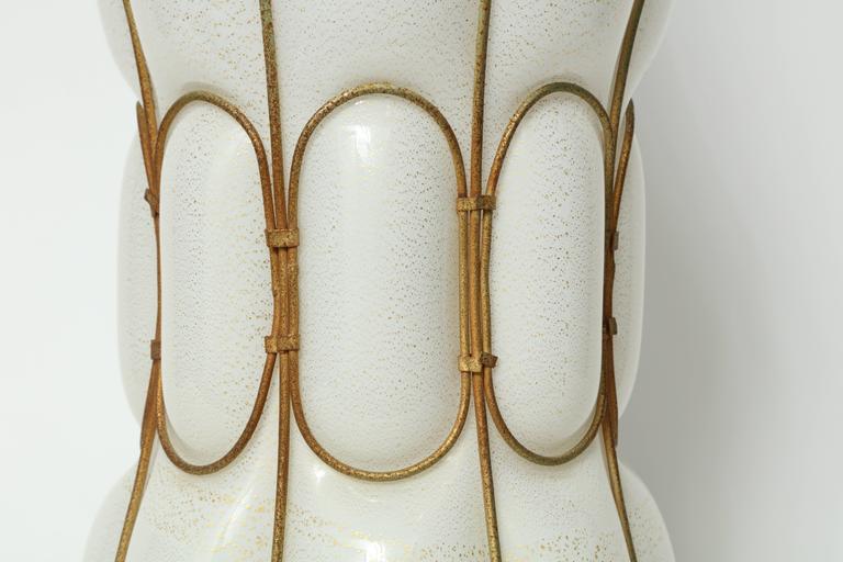 20th Century Marbro Caged White Murano Glass Lamp