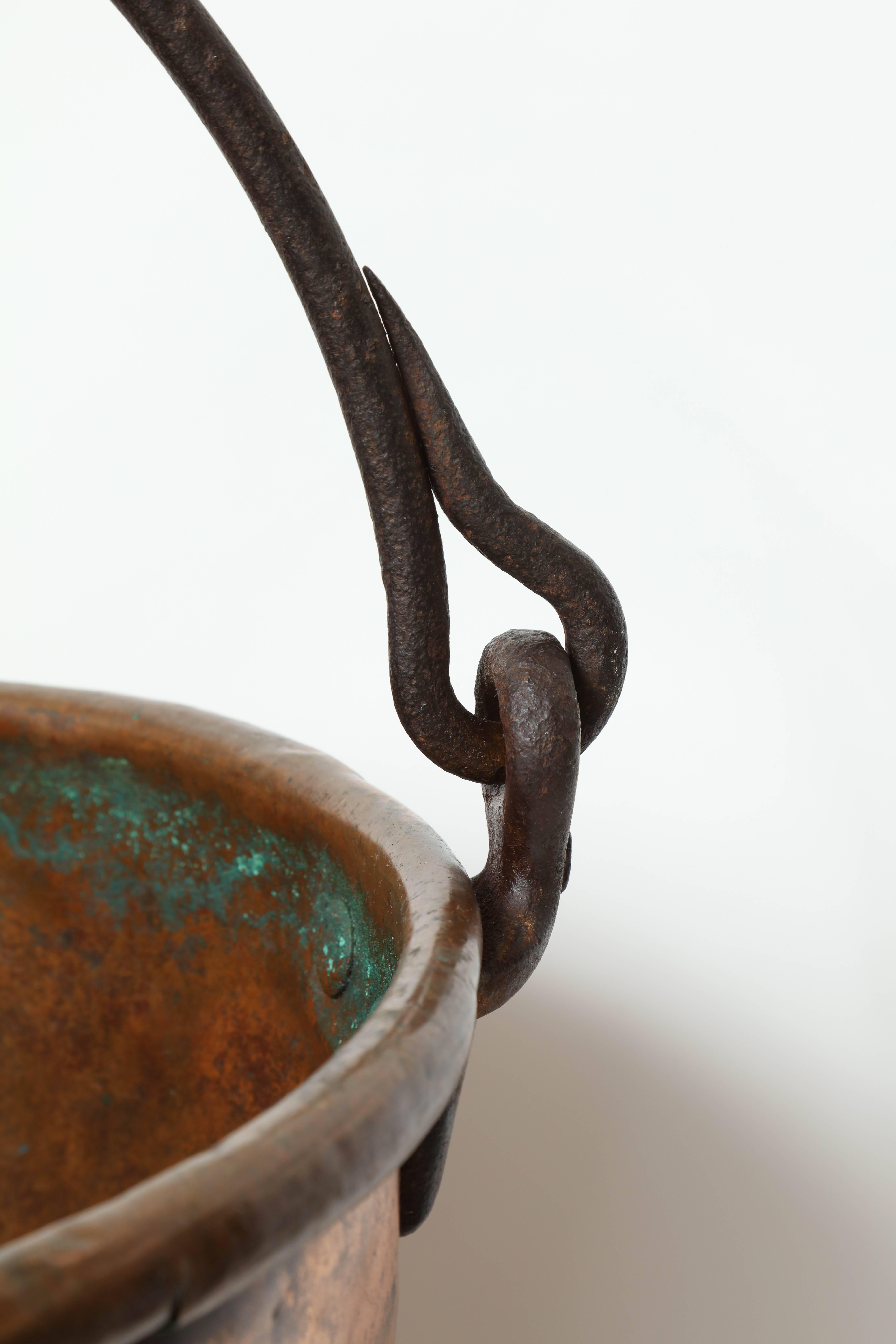 19th Century Copper Cauldron/Log Holder 1