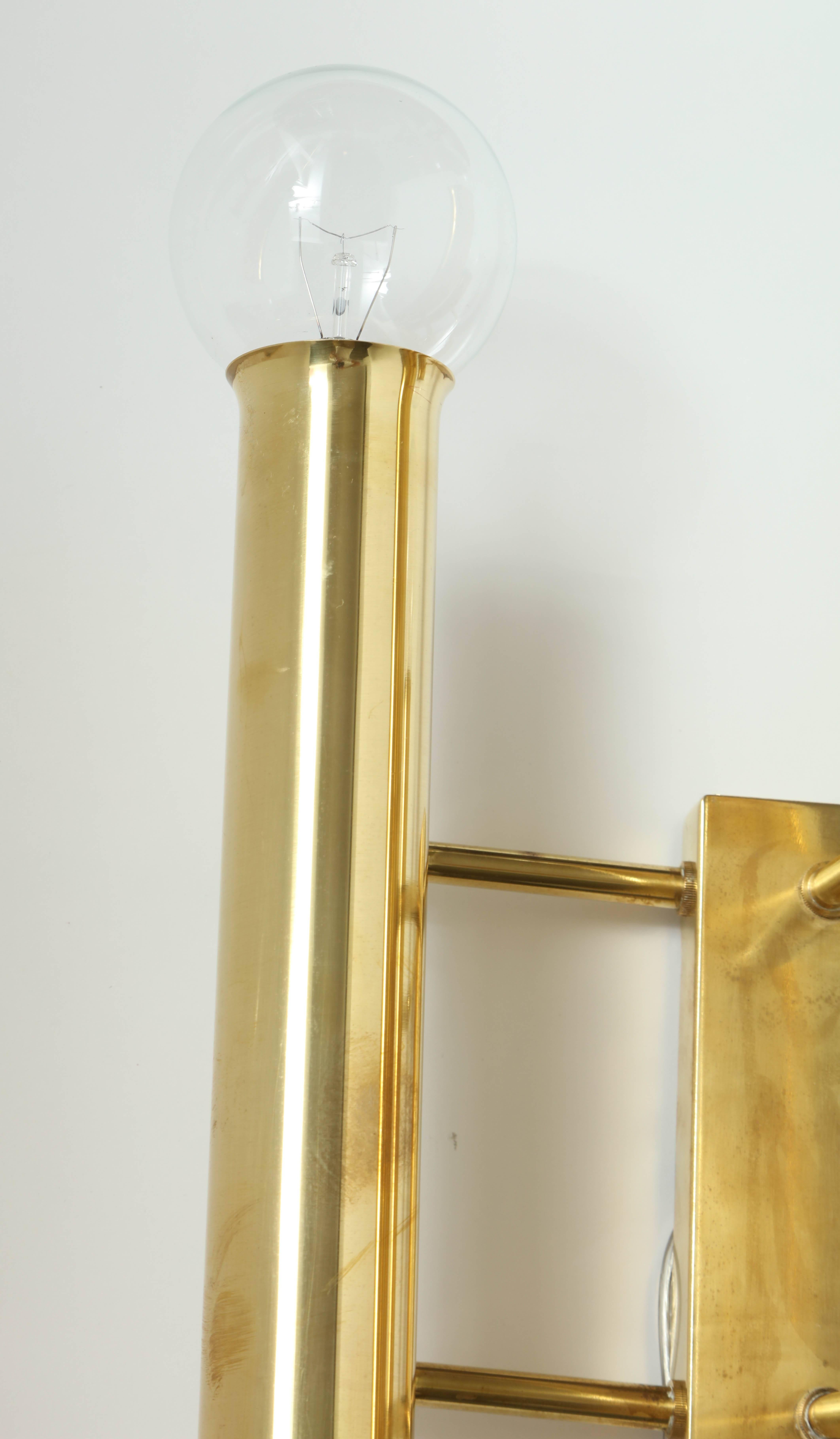 Italian Sciolari Modernist Brass Sconces