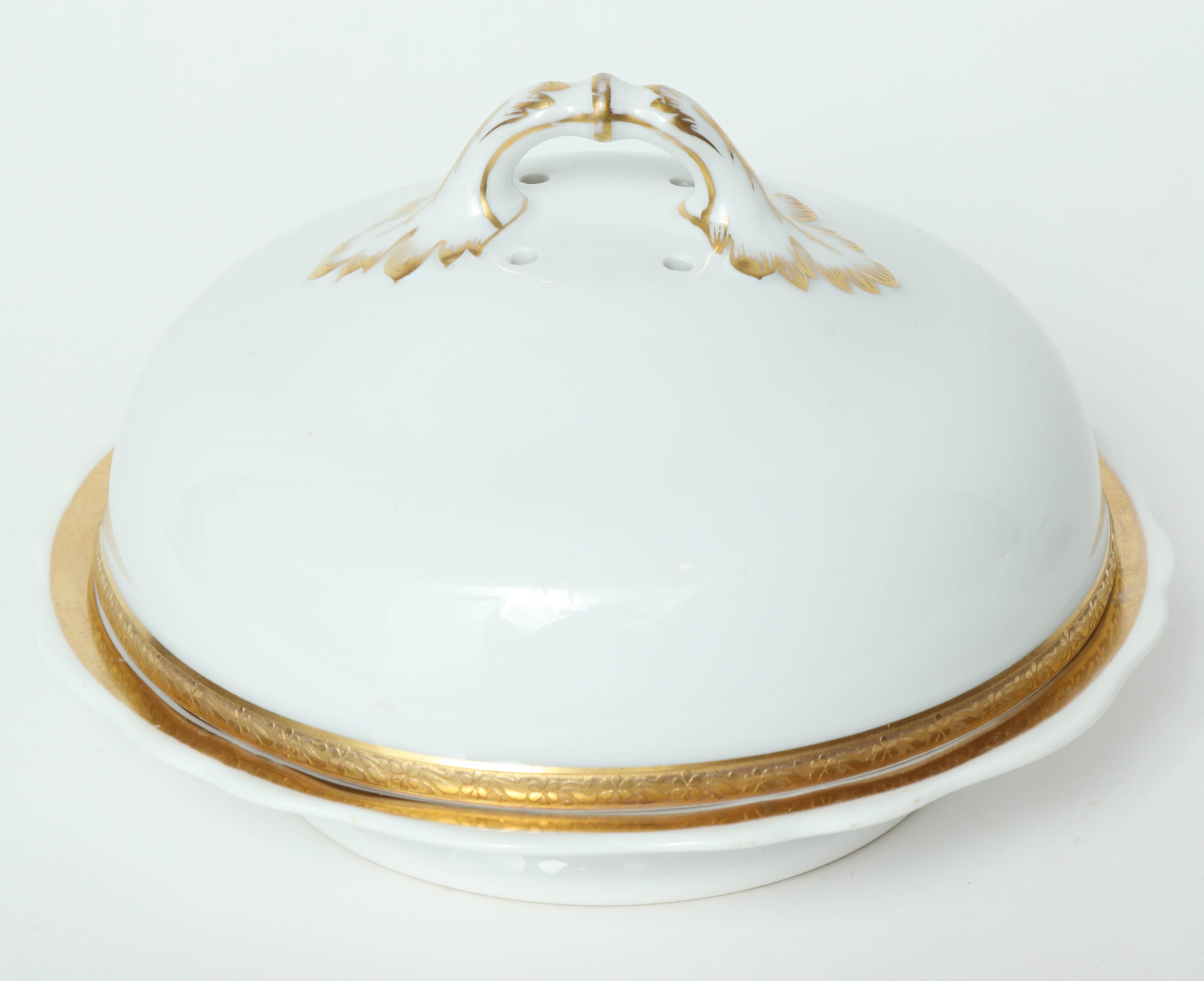Art Deco French Porcelain Covered Cheese/ Butter Server and Oblong Dish