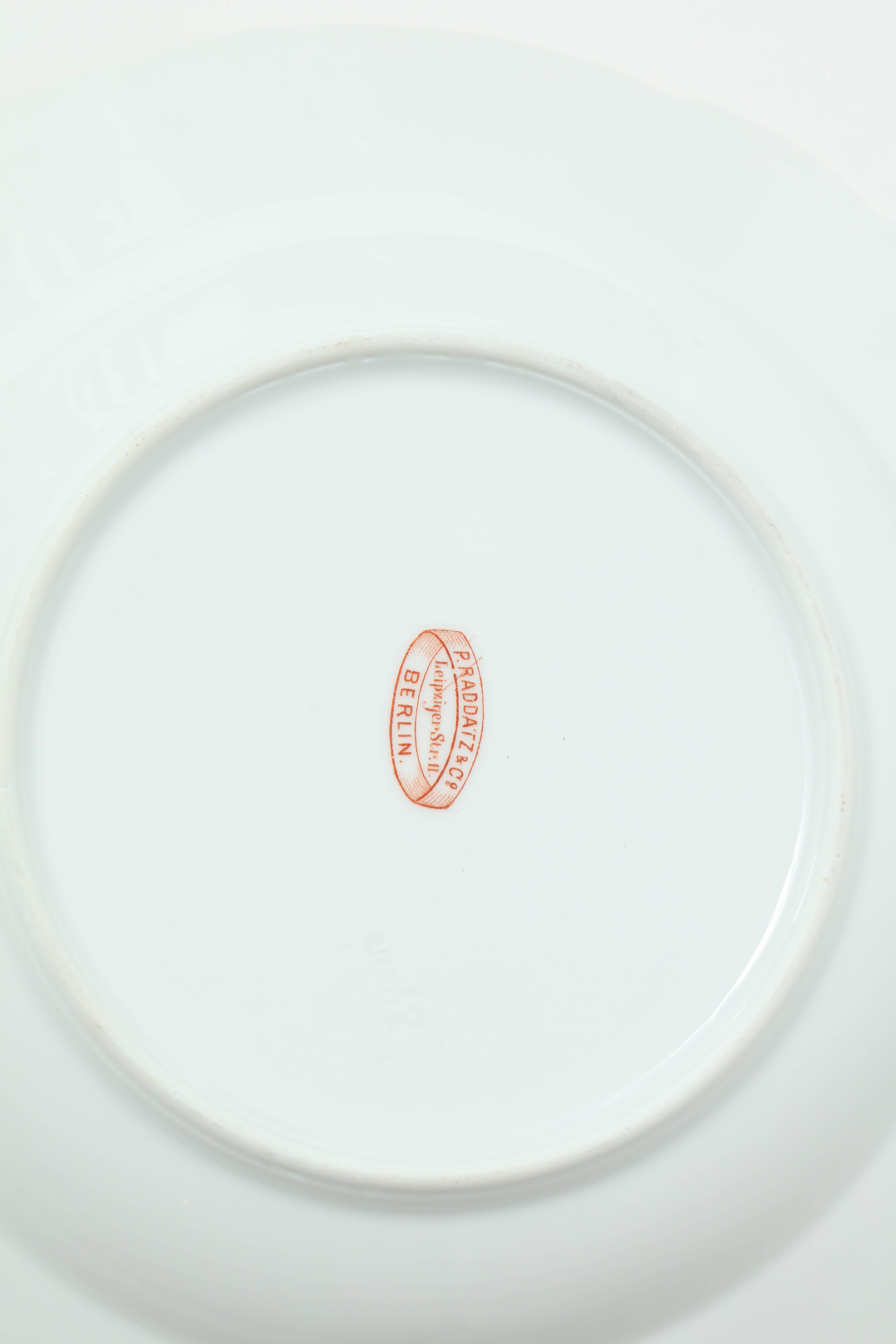 German Set of Eight Porcelain Rimmed Soup Bowls