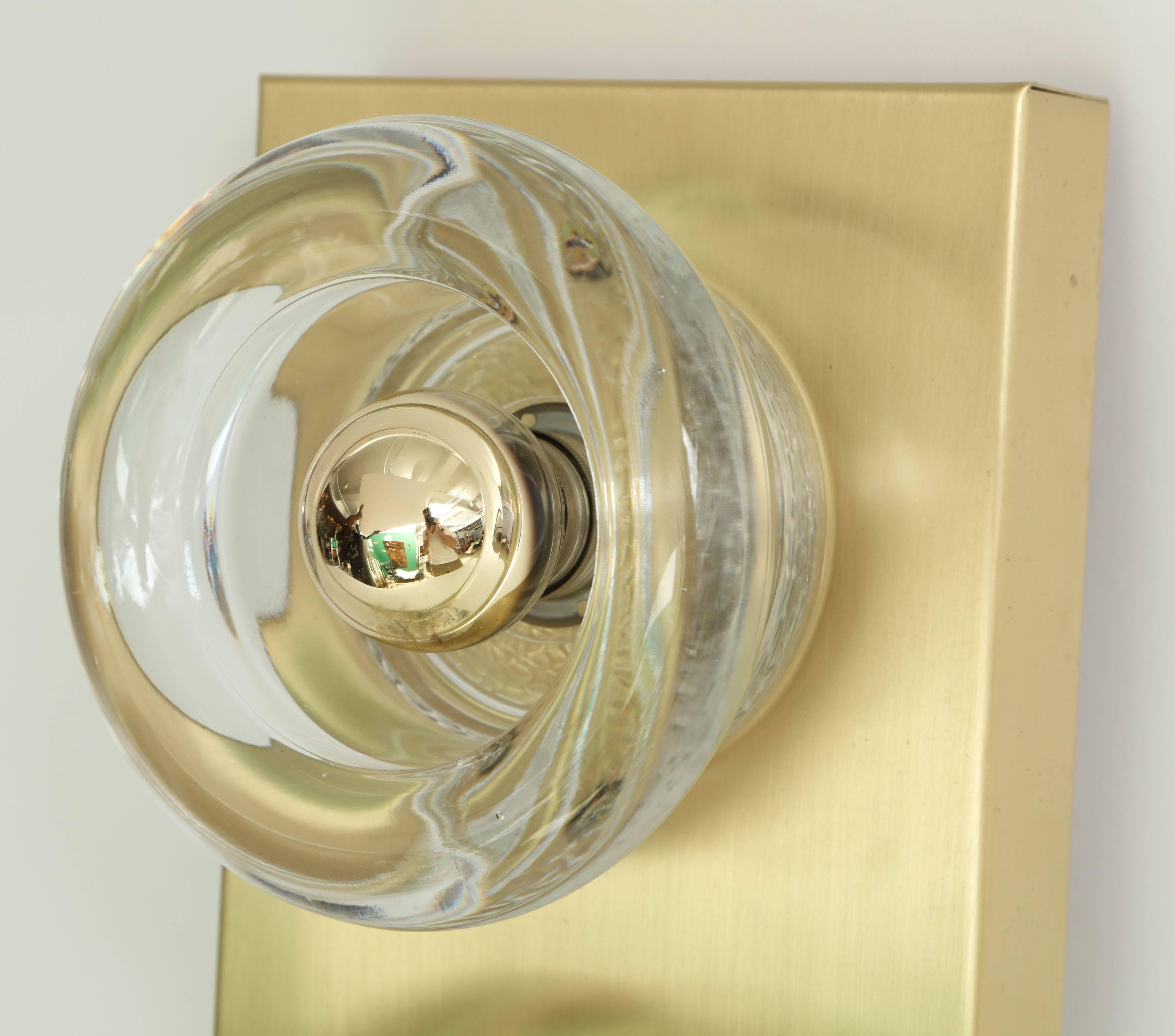 20th Century Sciolari Brass and Glass Sconces
