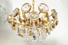 Ernest Palme Faceted Crystal and Gilt Brass Chandelier