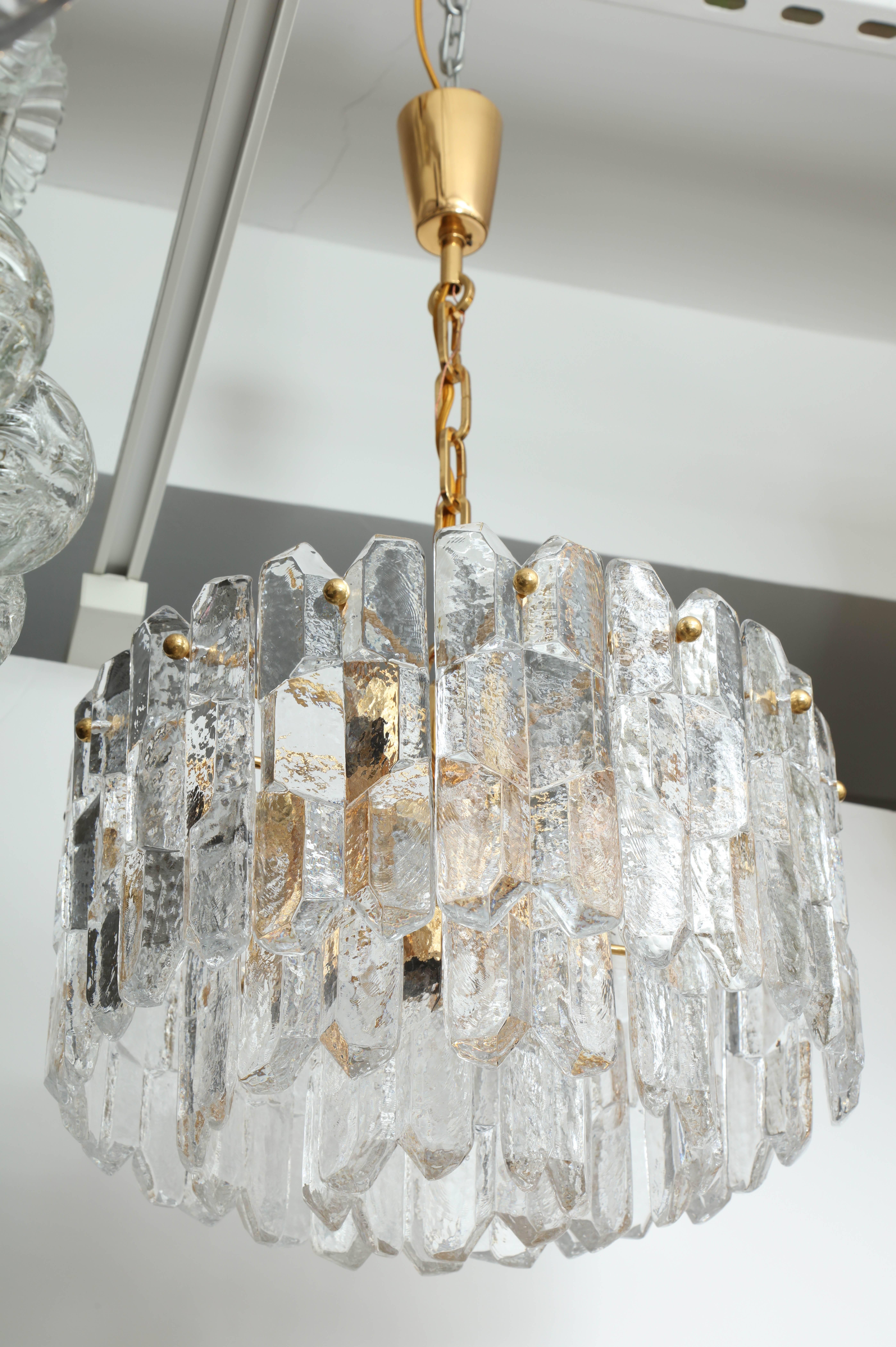 Scandinavian Modern Kalmar Chiseled Ice Glass Chandelier