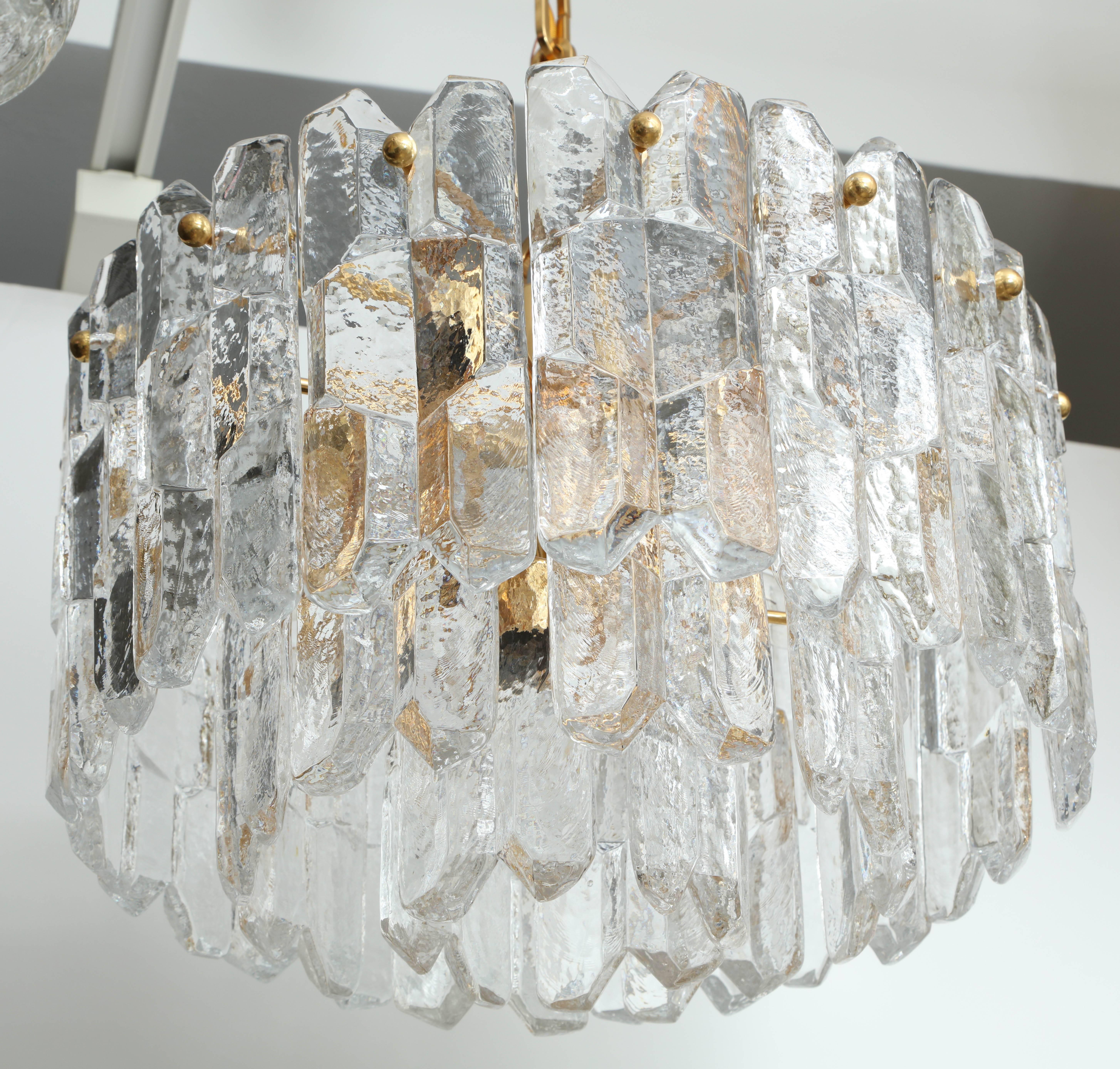 Austrian Kalmar Chiseled Ice Glass Chandelier