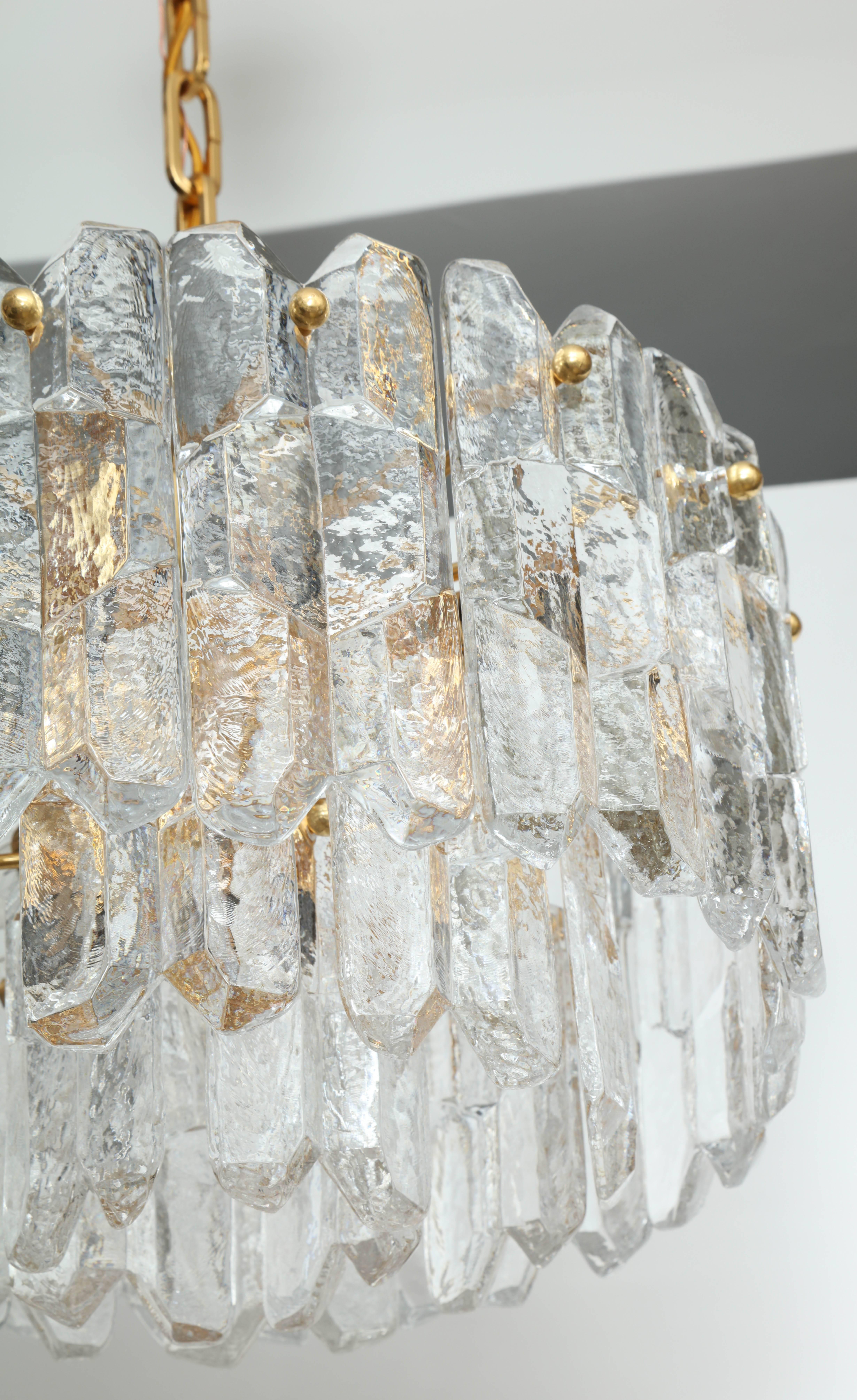 Gilt Kalmar Chiseled Ice Glass Chandelier