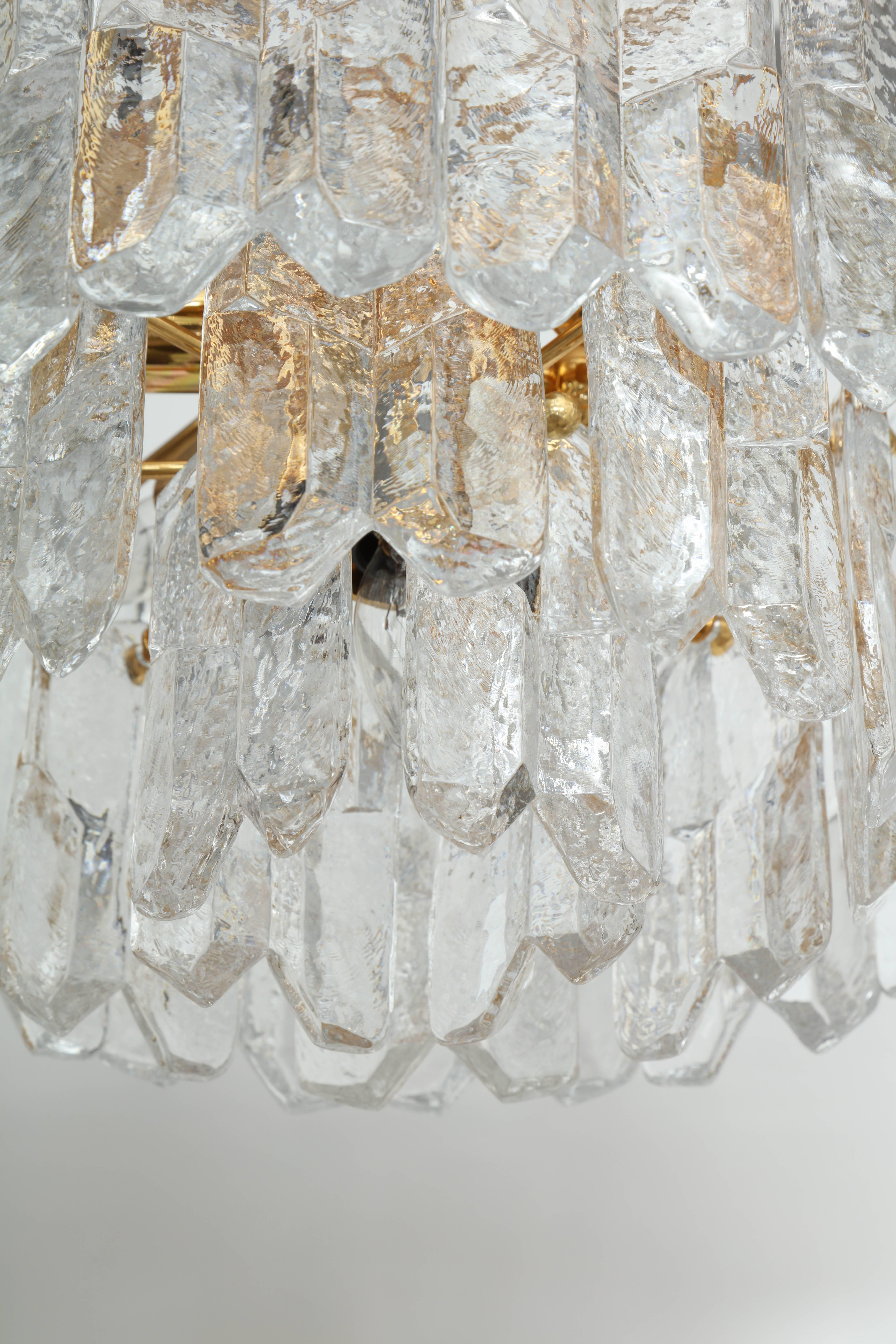 Kalmar Chiseled Ice Glass Chandelier In Excellent Condition In New York, NY