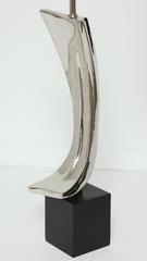 Lampada di Maurizio Tempestini, cromata con base nera, senza paralume, C.C. 1950