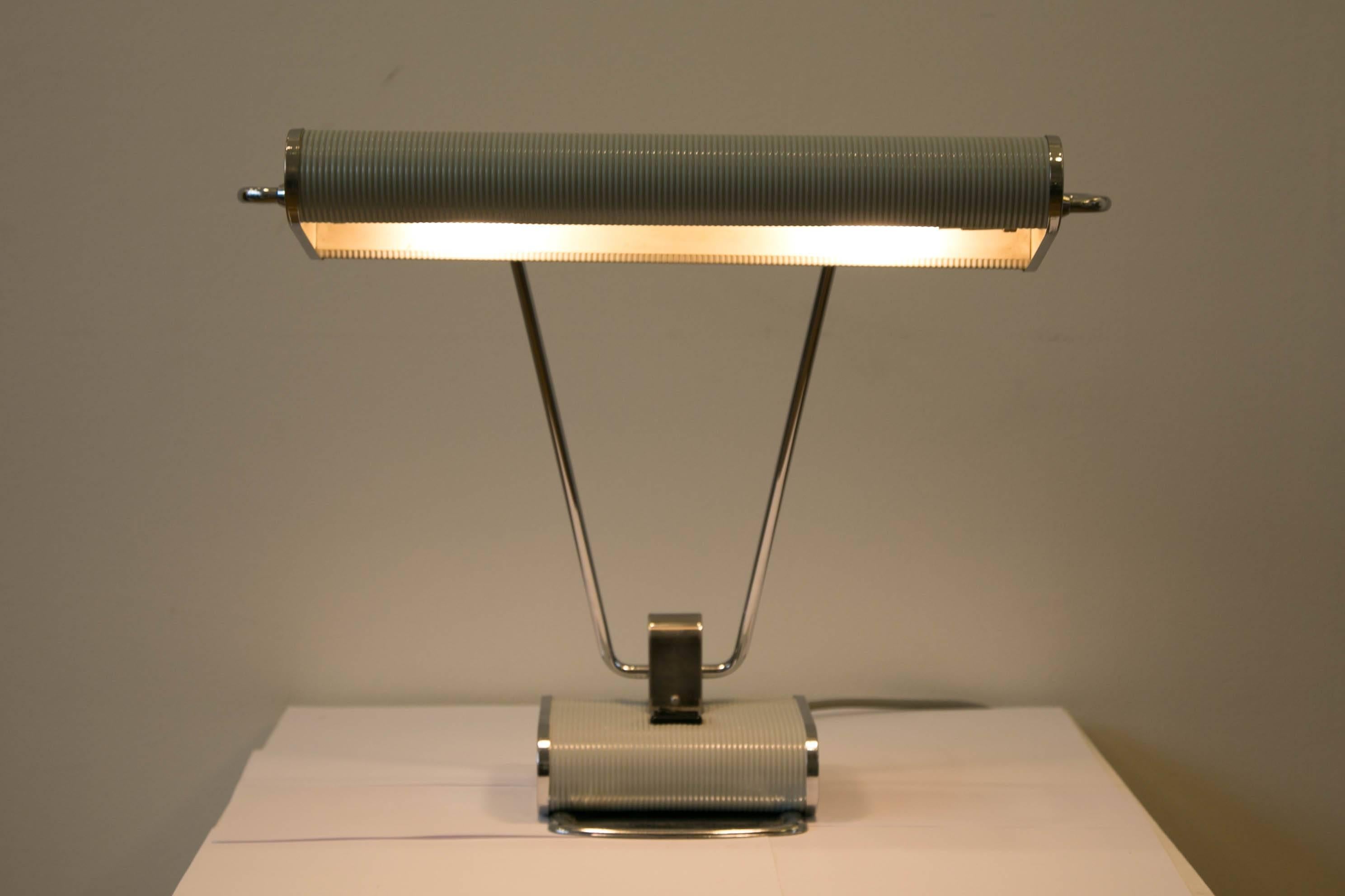Streamlined Moderne French Table Lamp by Jumo-Eileen Gray, France