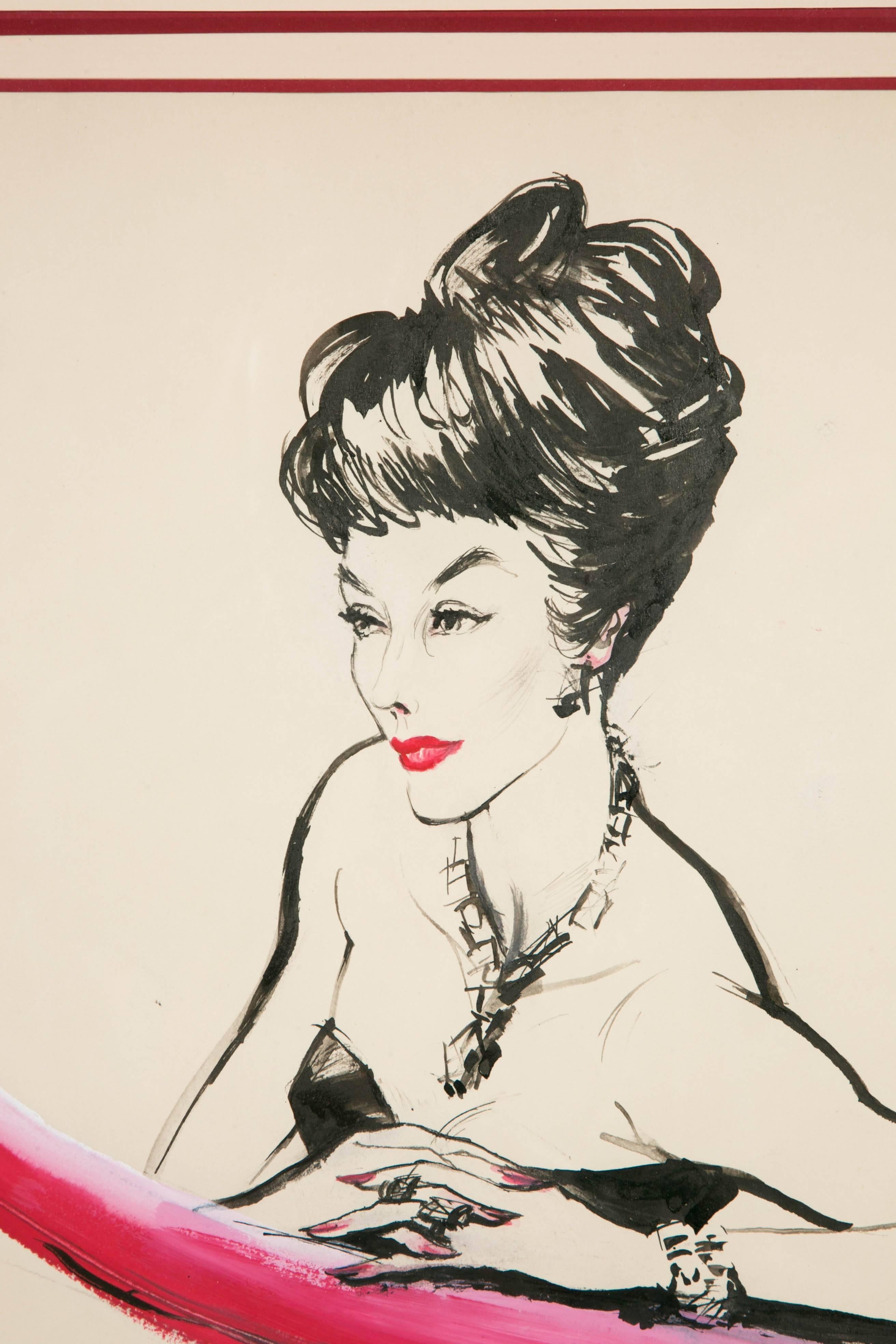 French Elegant Lady, Drawing by Bouët-Willaumez, circa 1950