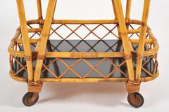 1950s French Bamboo Drinks Trolley