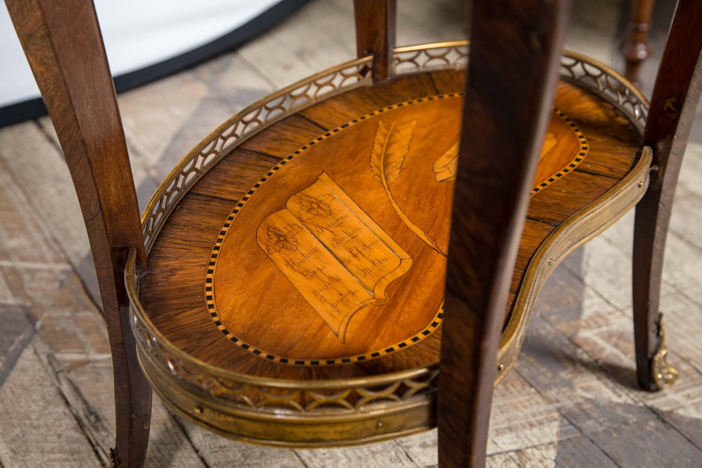 Pair of Galleried Marquetry Side Tables In Good Condition In Woodbury, CT