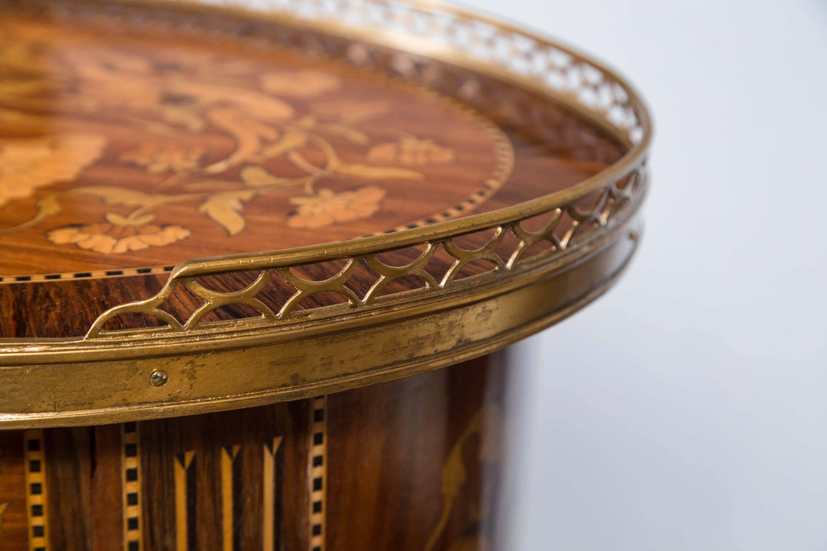 19th Century Pair of Galleried Marquetry Side Tables