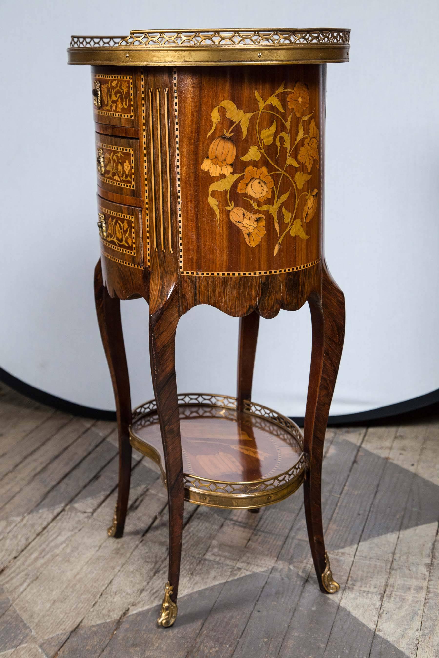 Mahogany Pair of Galleried Marquetry Side Tables
