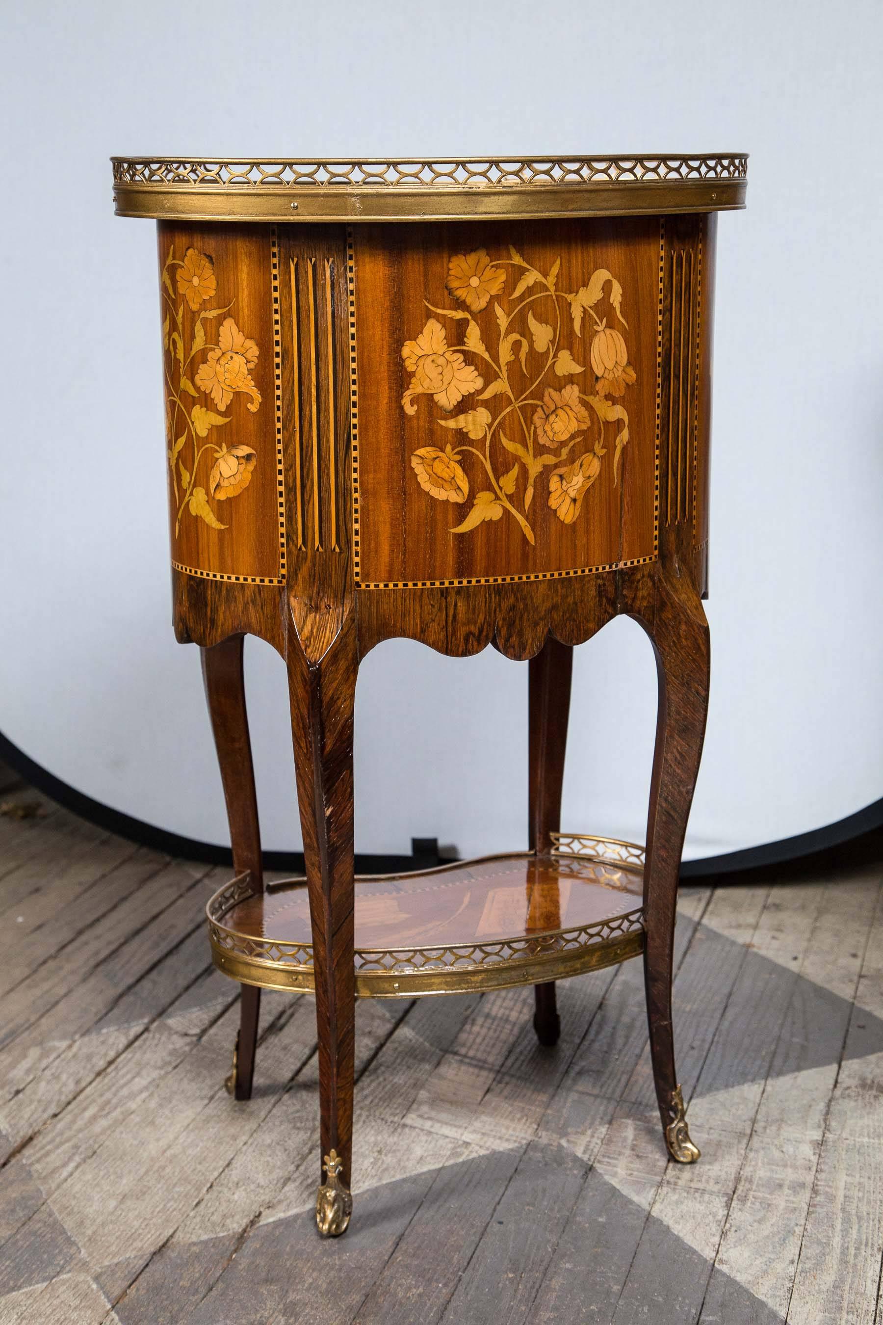 Pair of Galleried Marquetry Side Tables 1