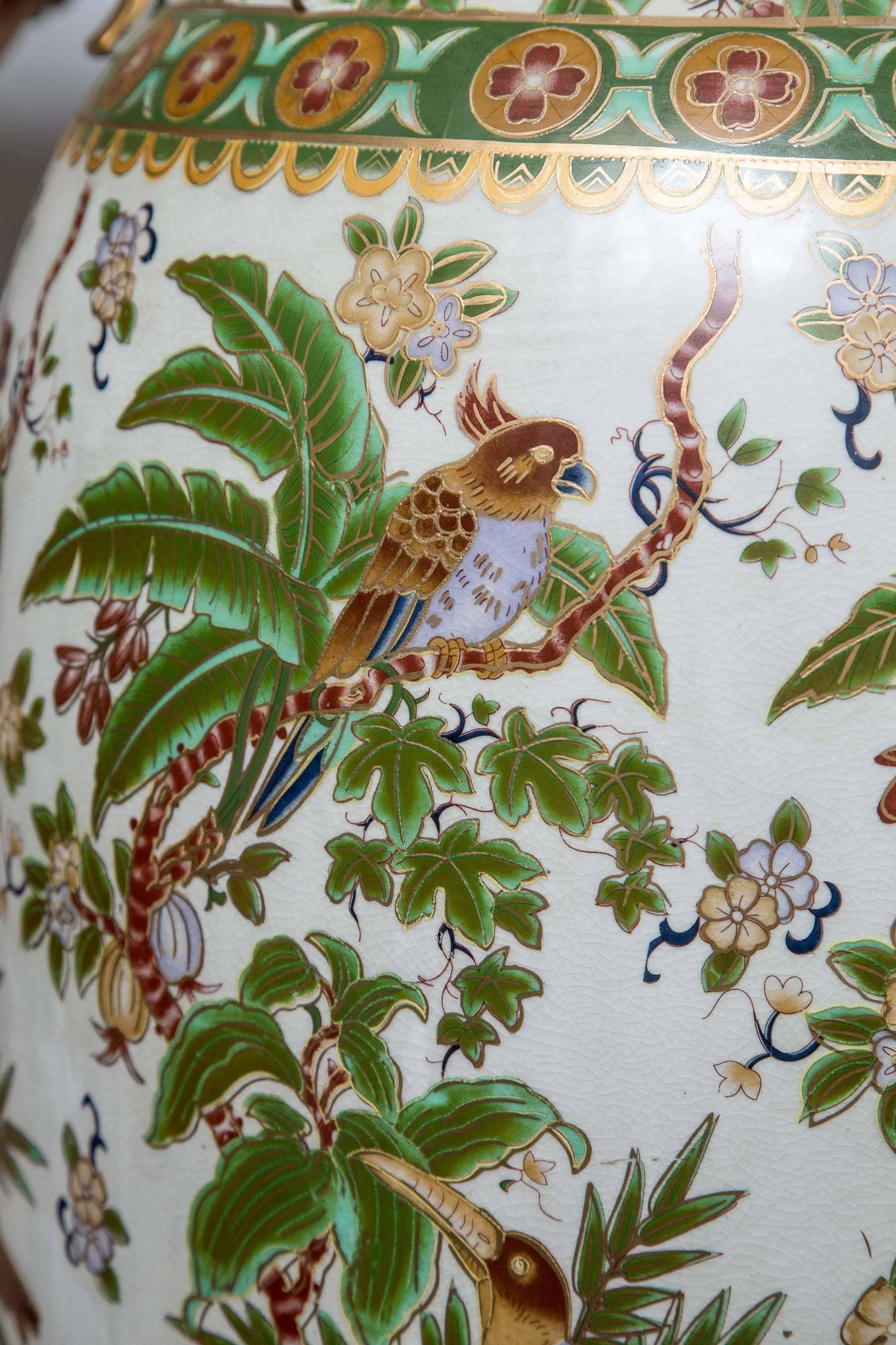 Hand-Painted Monumental Pair of Chinese Porcelain Palace or  Floor Vases