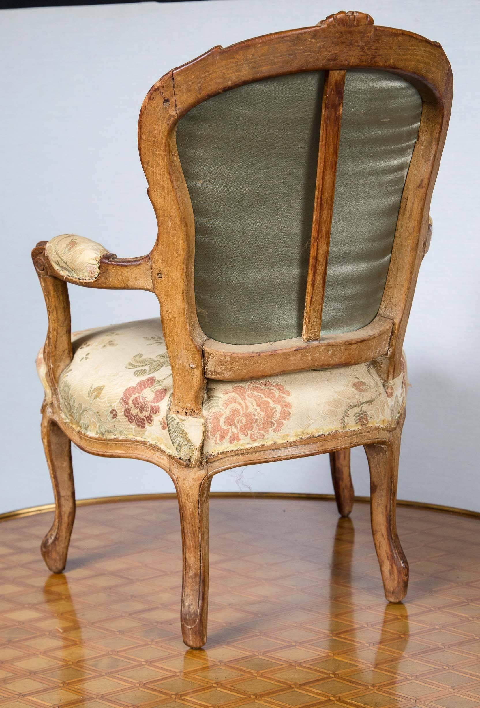 Hand-Carved Period Louis XV Child's Fauteuil