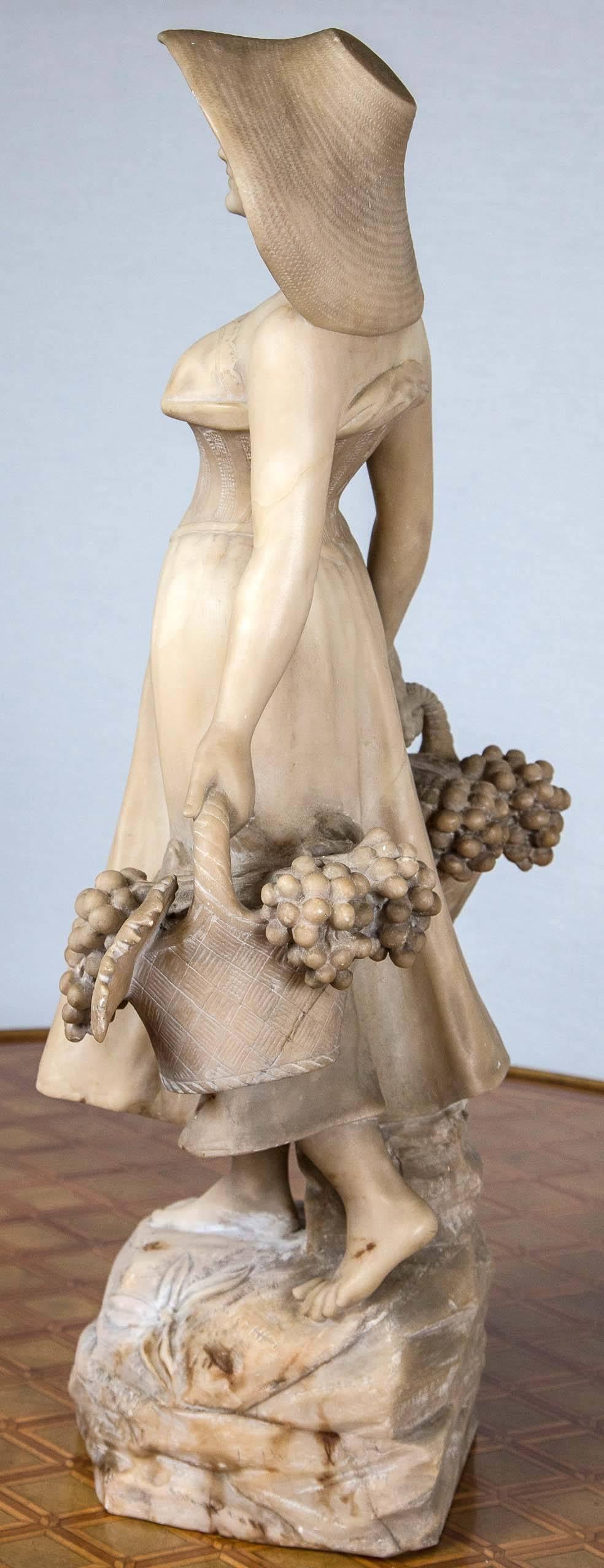 19th Century Victorian Marble Figure of a Grape Harvester