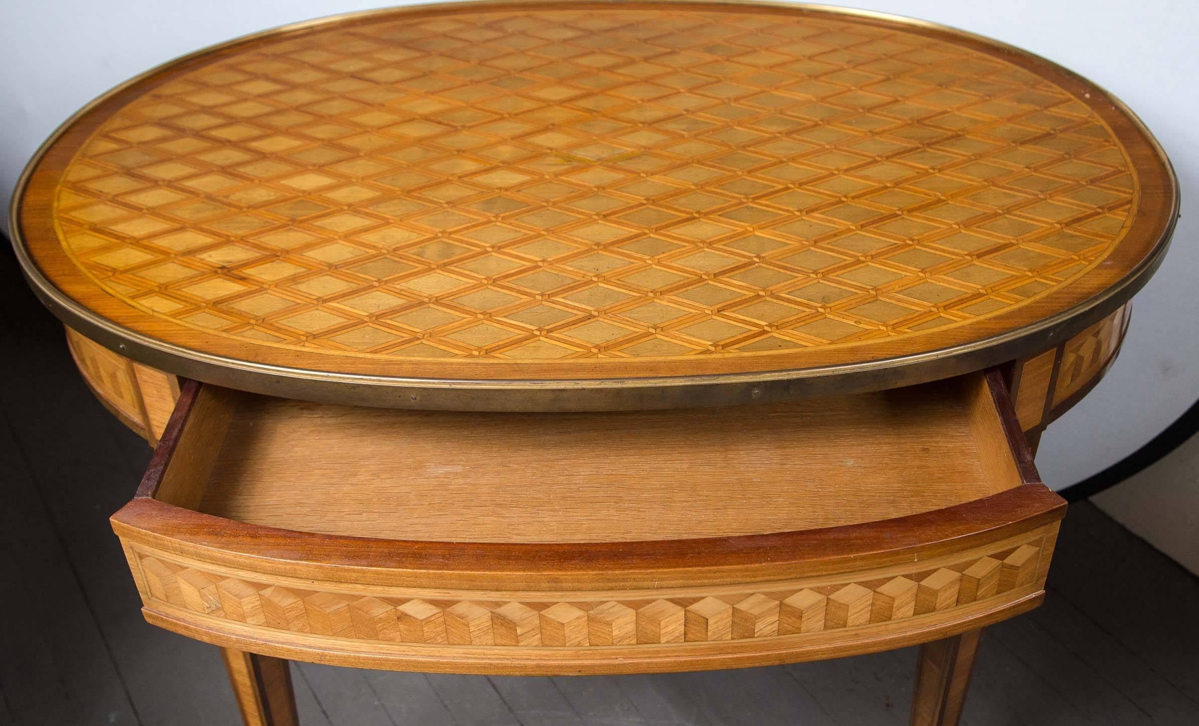 Oval Occasional Louis XVI Style Parquetry Table For Sale 2