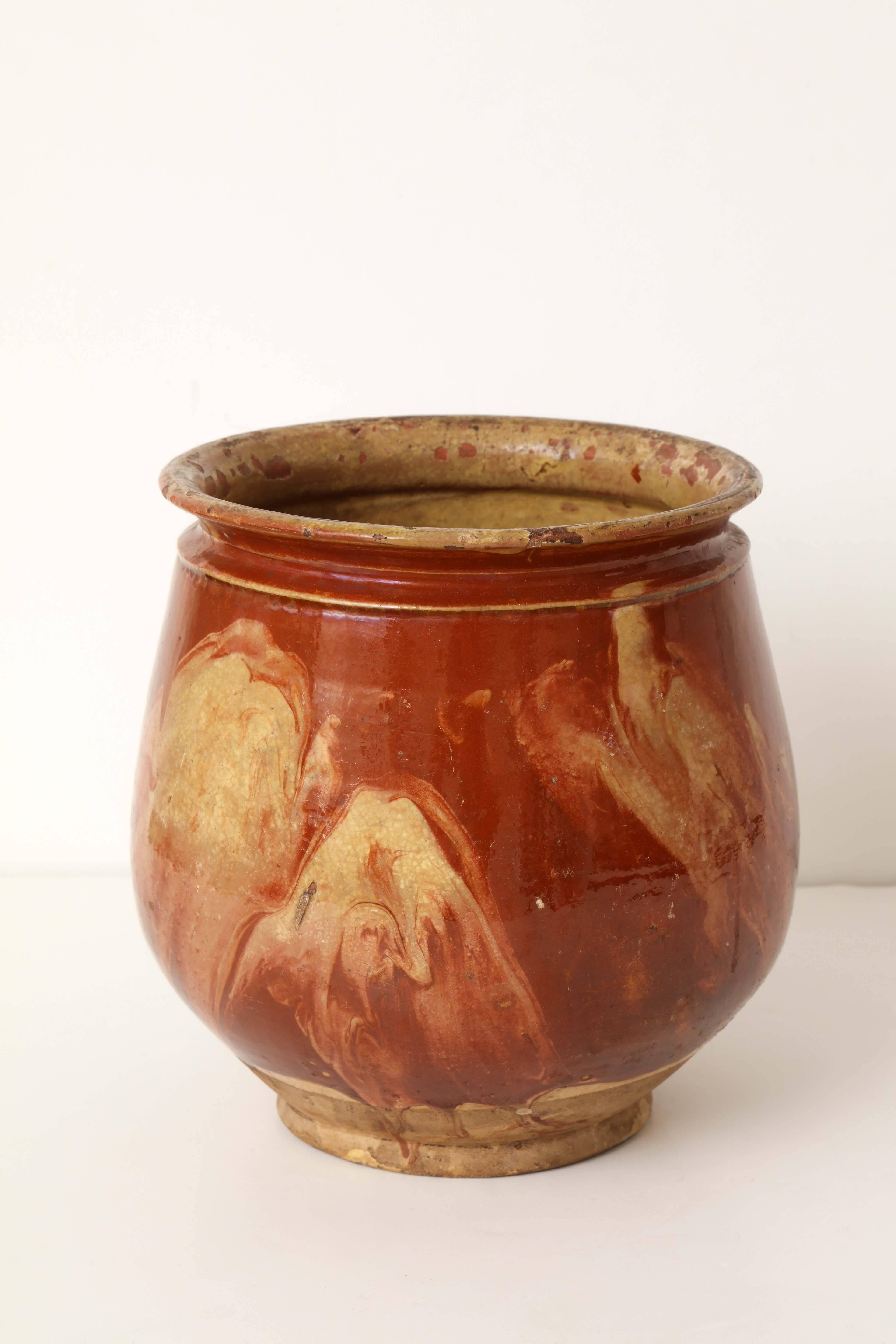 A 19th century French Jaspé marbleized cachepot.
