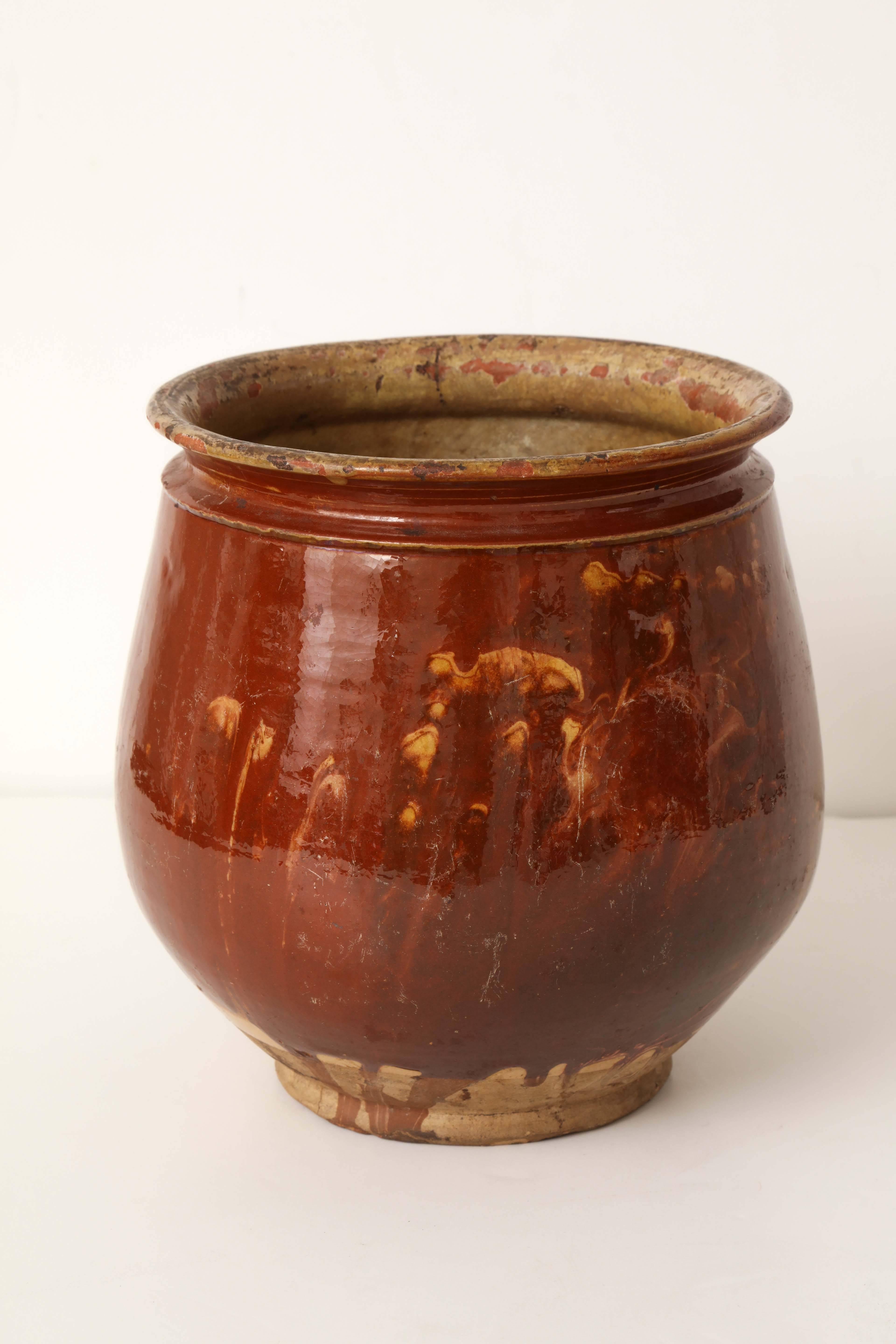 Pottery 19th Century French Jaspé Marbleized Cachepot