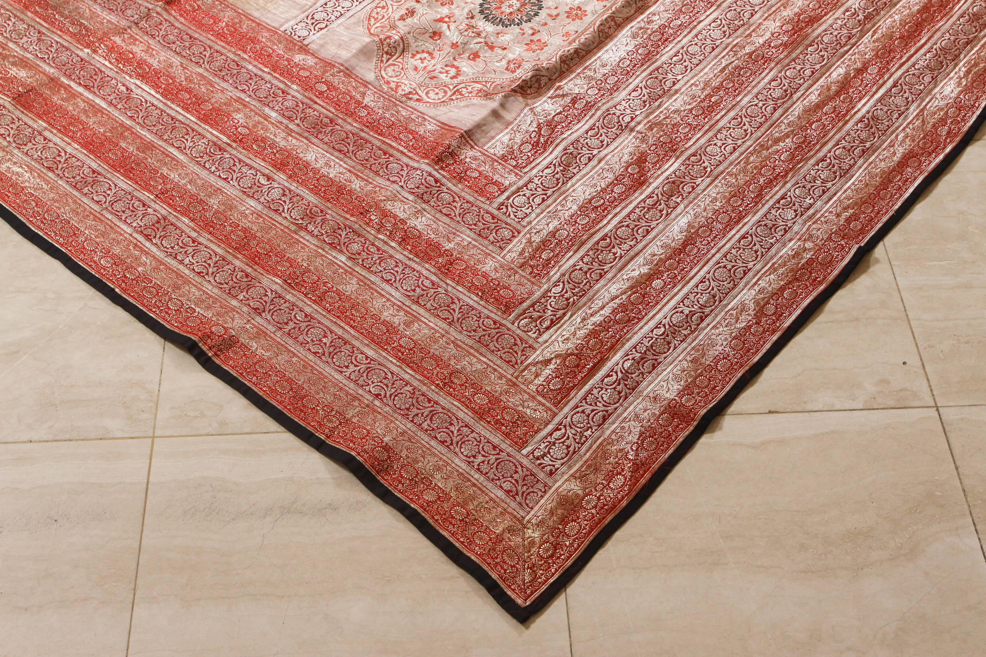 Quilted Vintage Indian Silk Sari Textile Quilt Patchwork