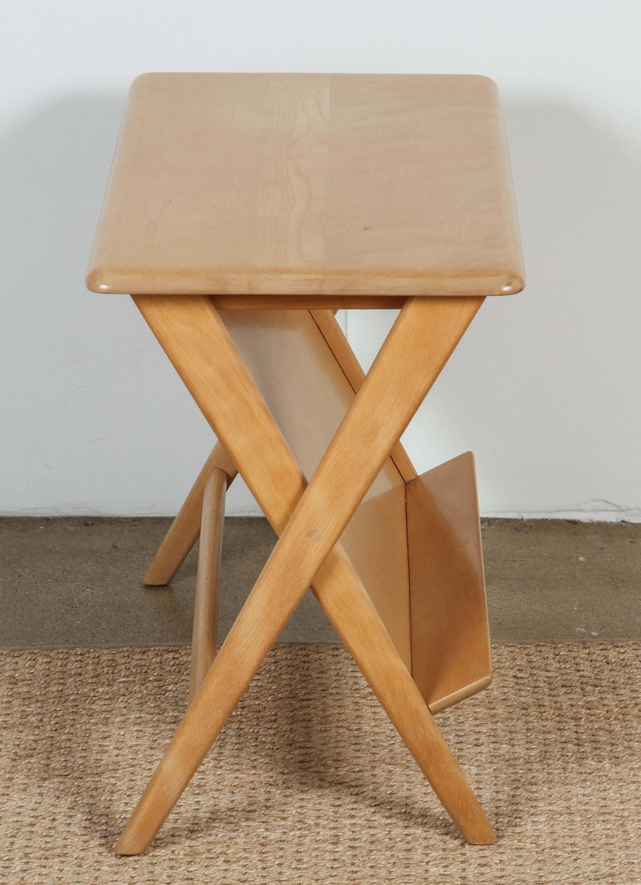 20th Century Heywood Wakefield Blonde Oak Side Table