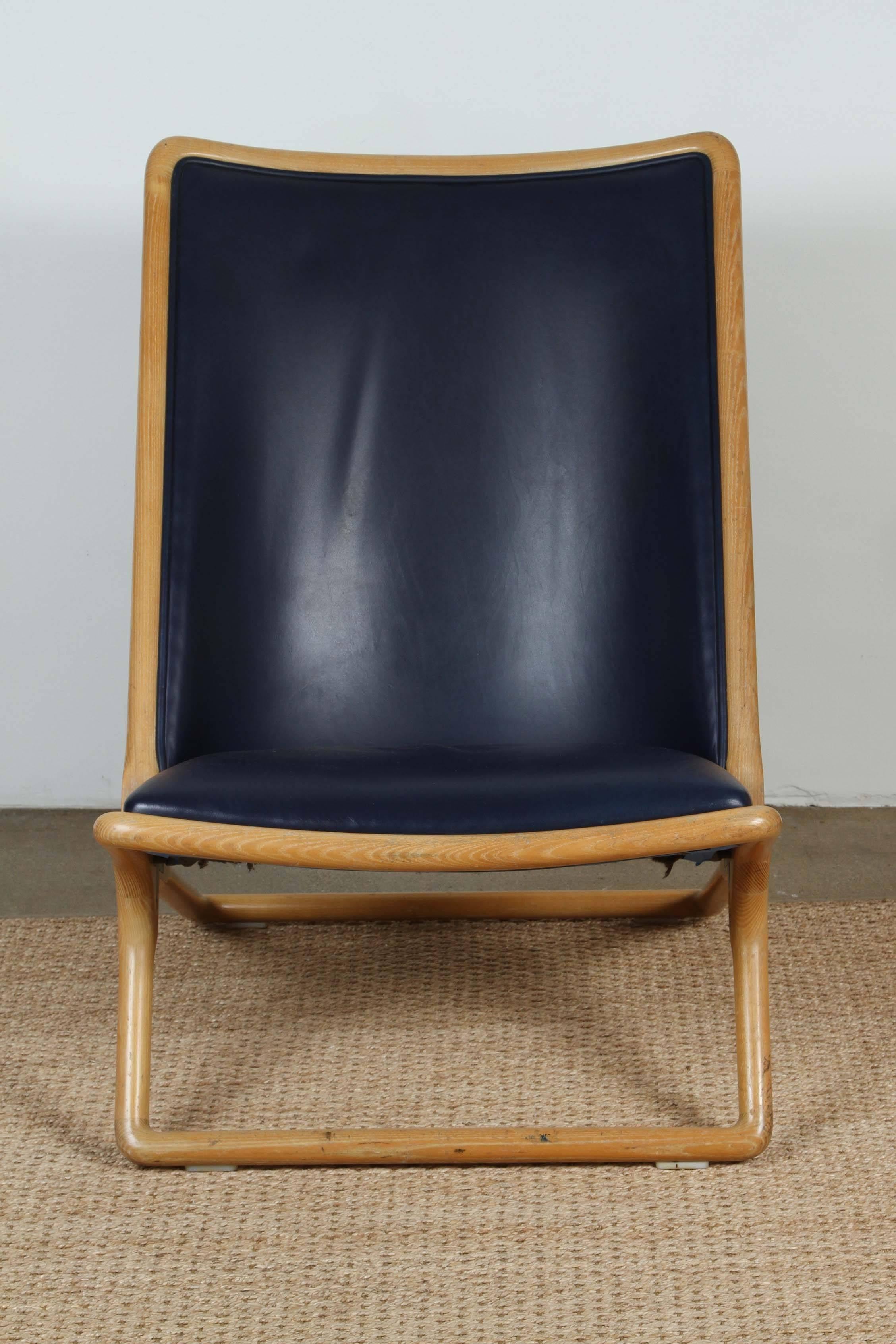 Ward Bennett Oak Framed Scissor Chair For Sale 1