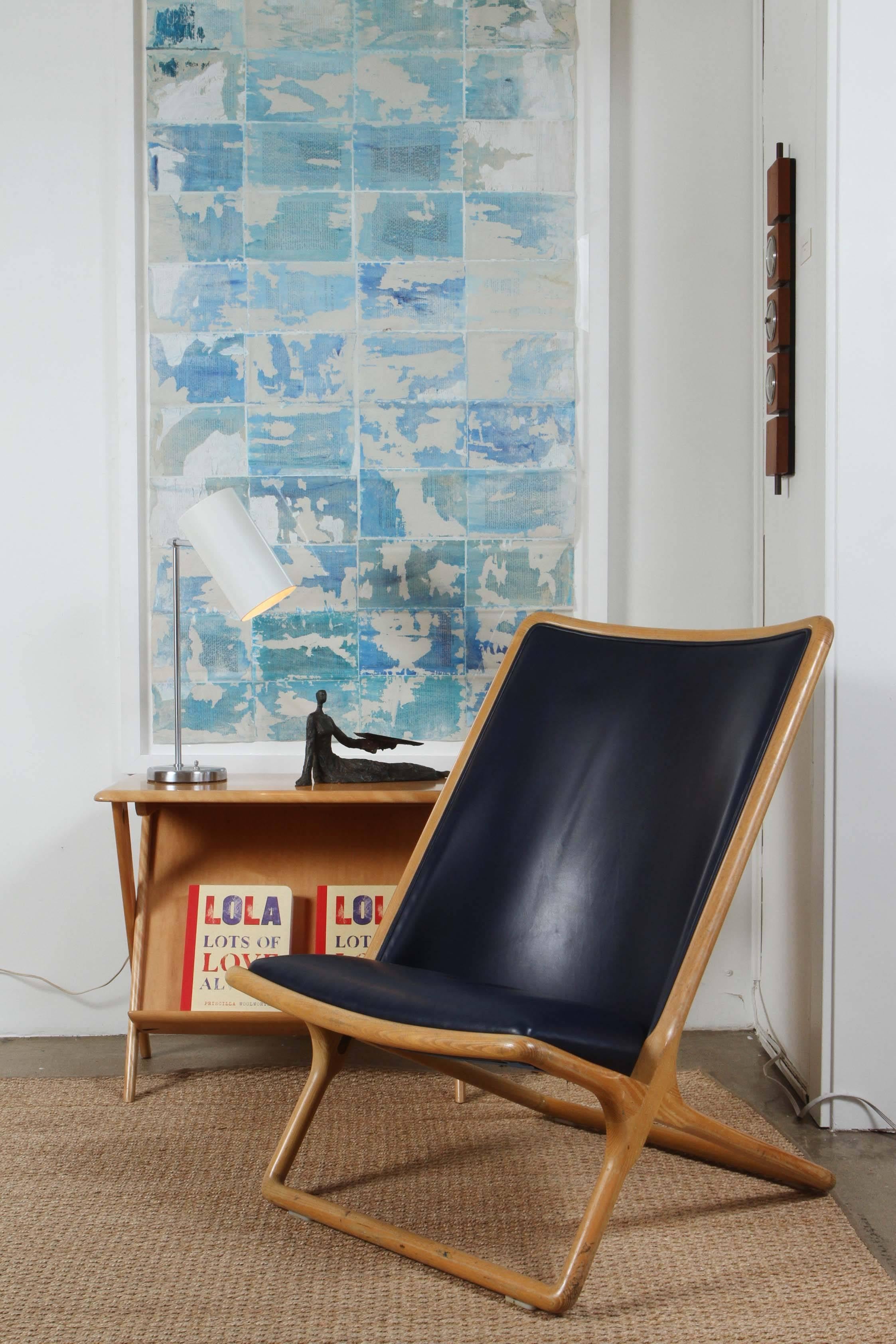 Ward Bennett Oak Framed Scissor Chair For Sale 2