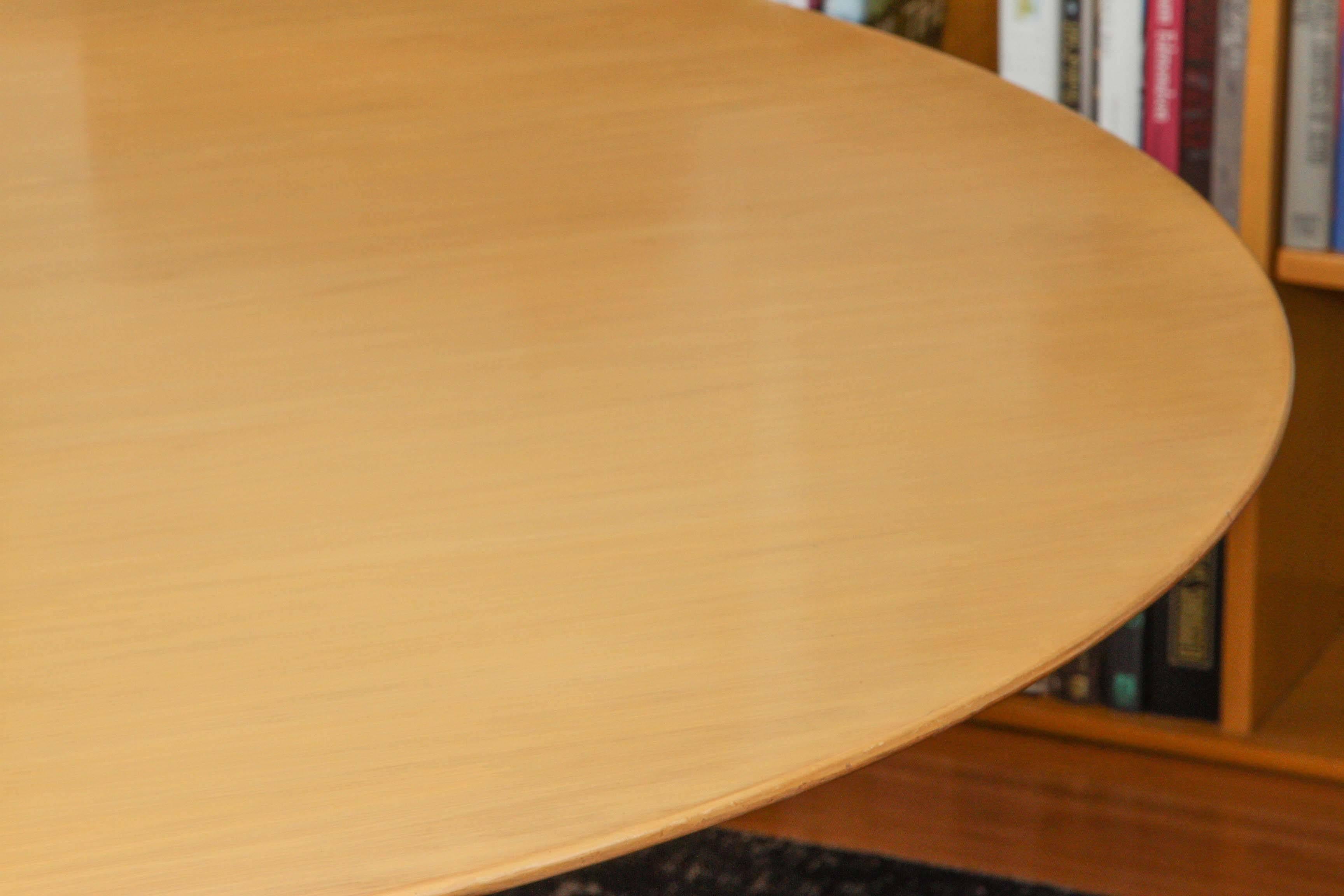 White Oak on Chrome Base Knoll Dining Table In Excellent Condition In Santa Monica, CA