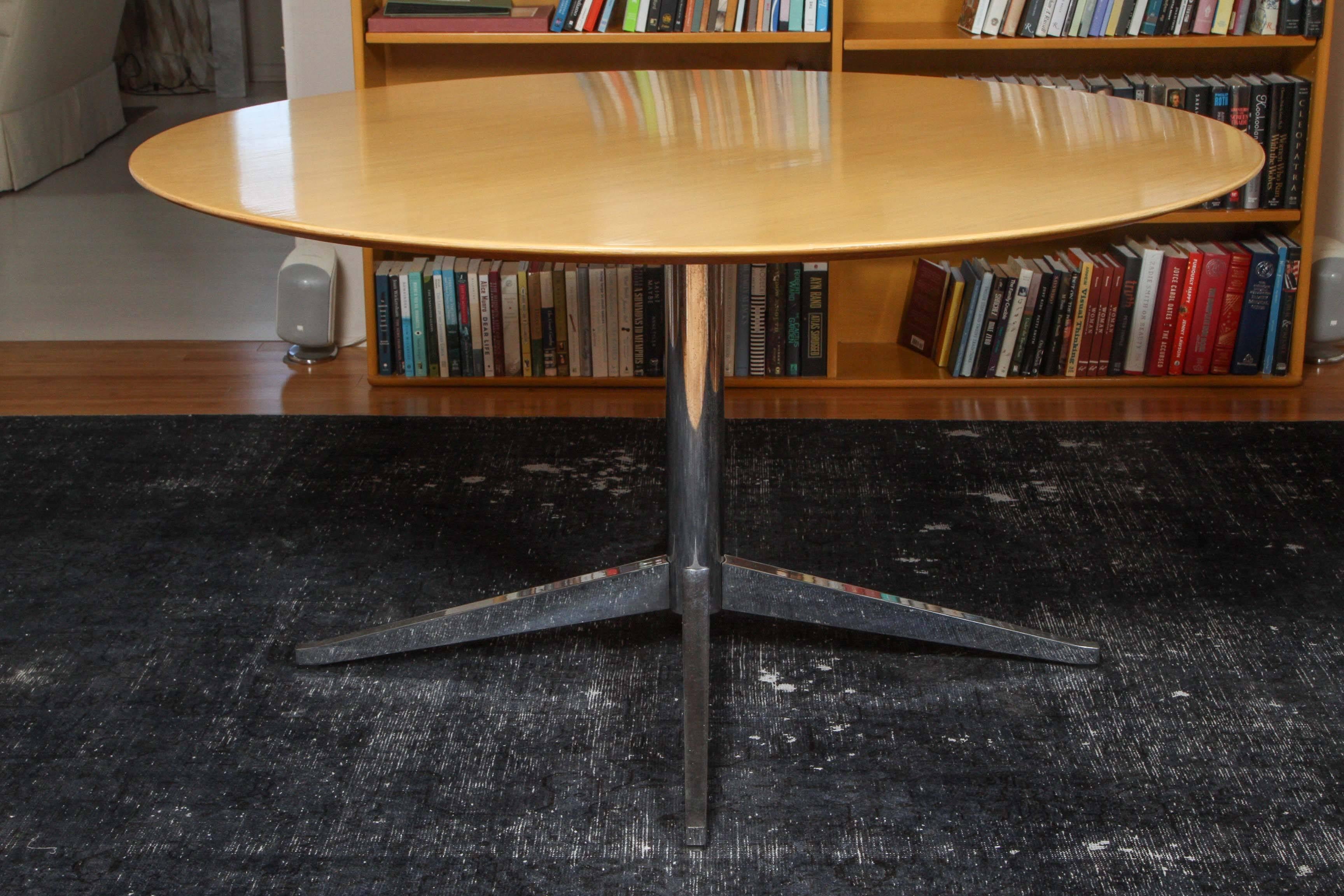 Wool White Oak on Chrome Base Knoll Dining Table