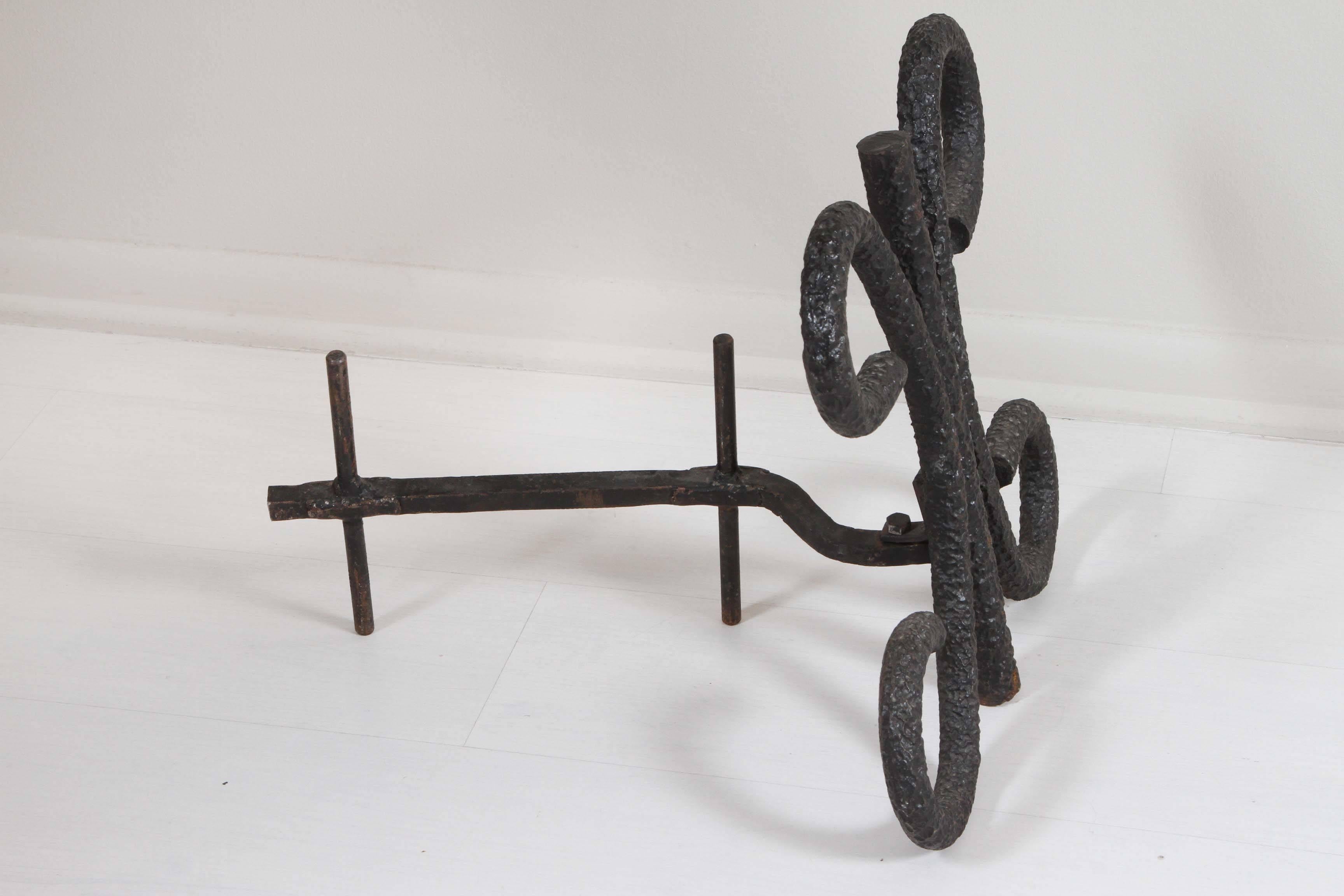 20th Century Pair of French Iron Andirons For Sale