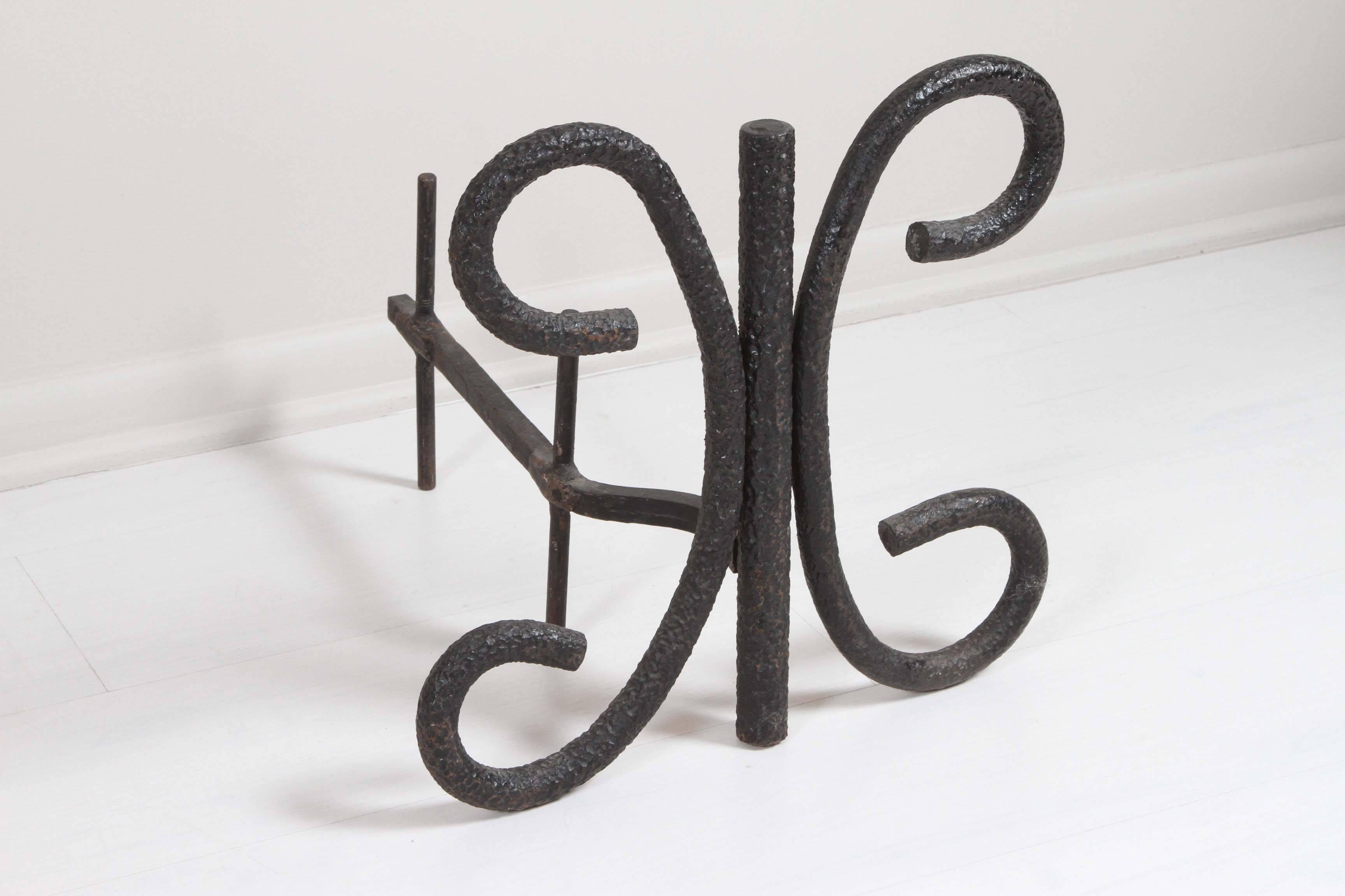 Pair of French Iron Andirons For Sale 1