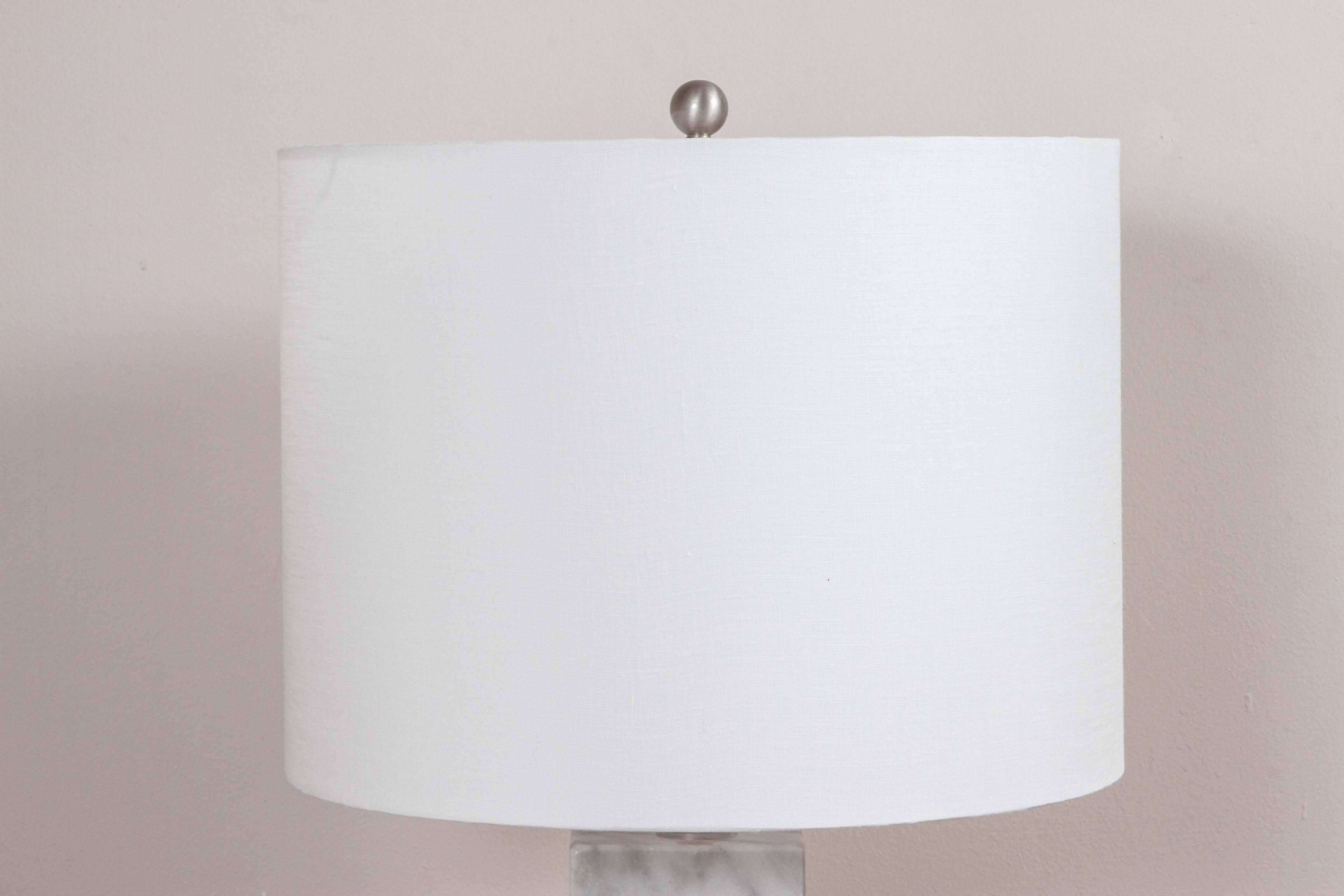 Pair of Carrera Marble Table Lamps In Good Condition In Santa Monica, CA