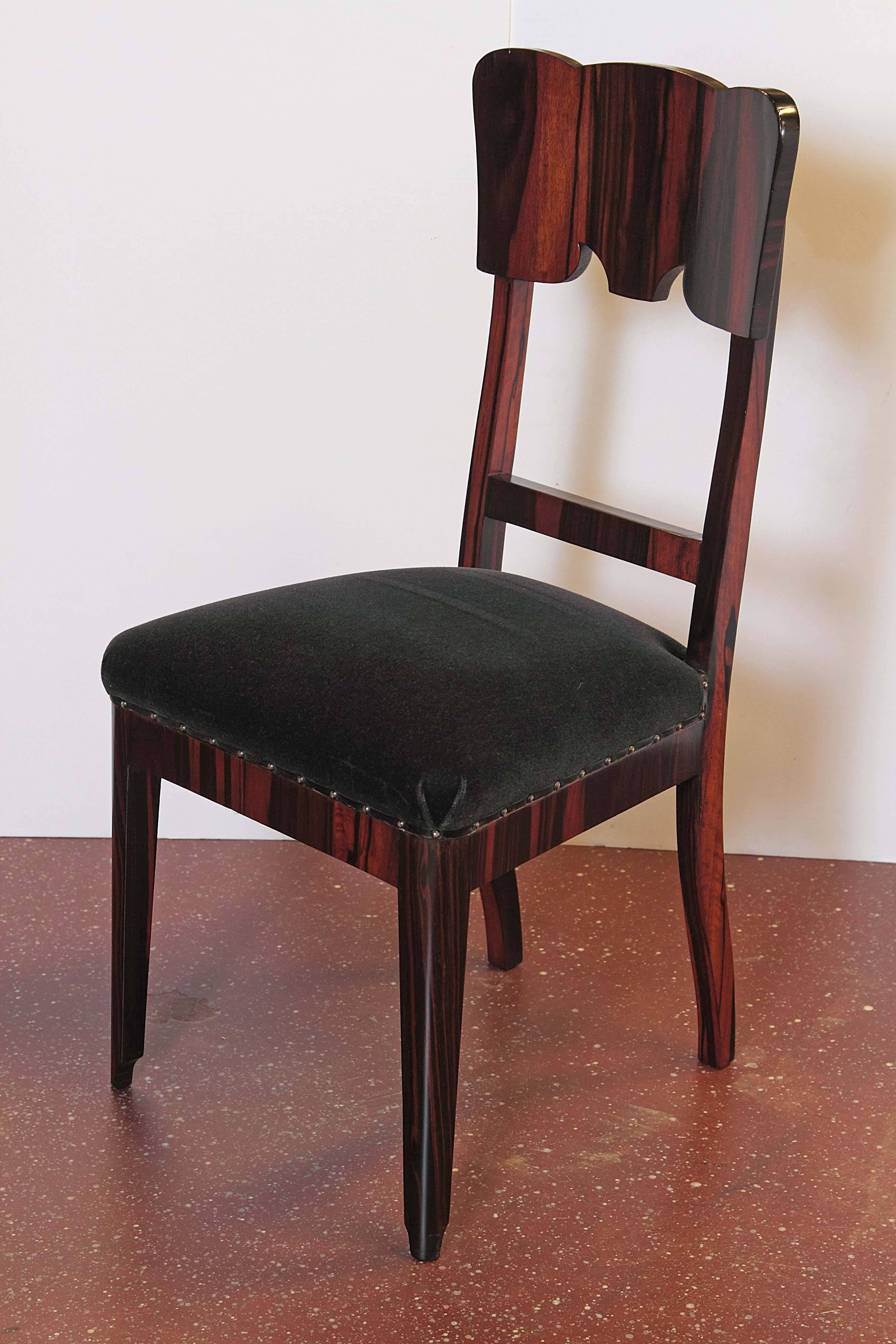 Set of Six French Art Deco Rosewood Veneered Side Chairs 2