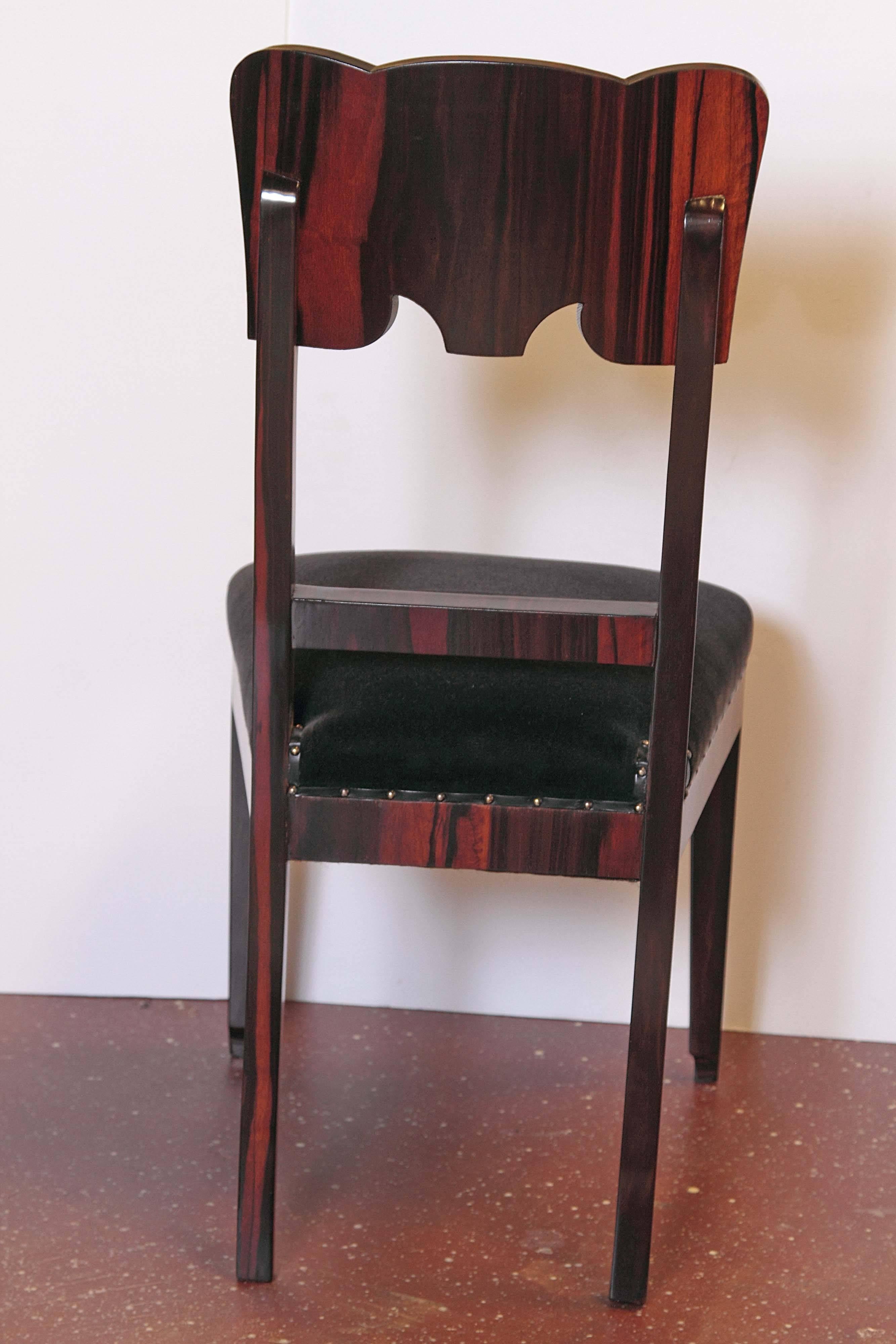 Set of Six French Art Deco Rosewood Veneered Side Chairs 5
