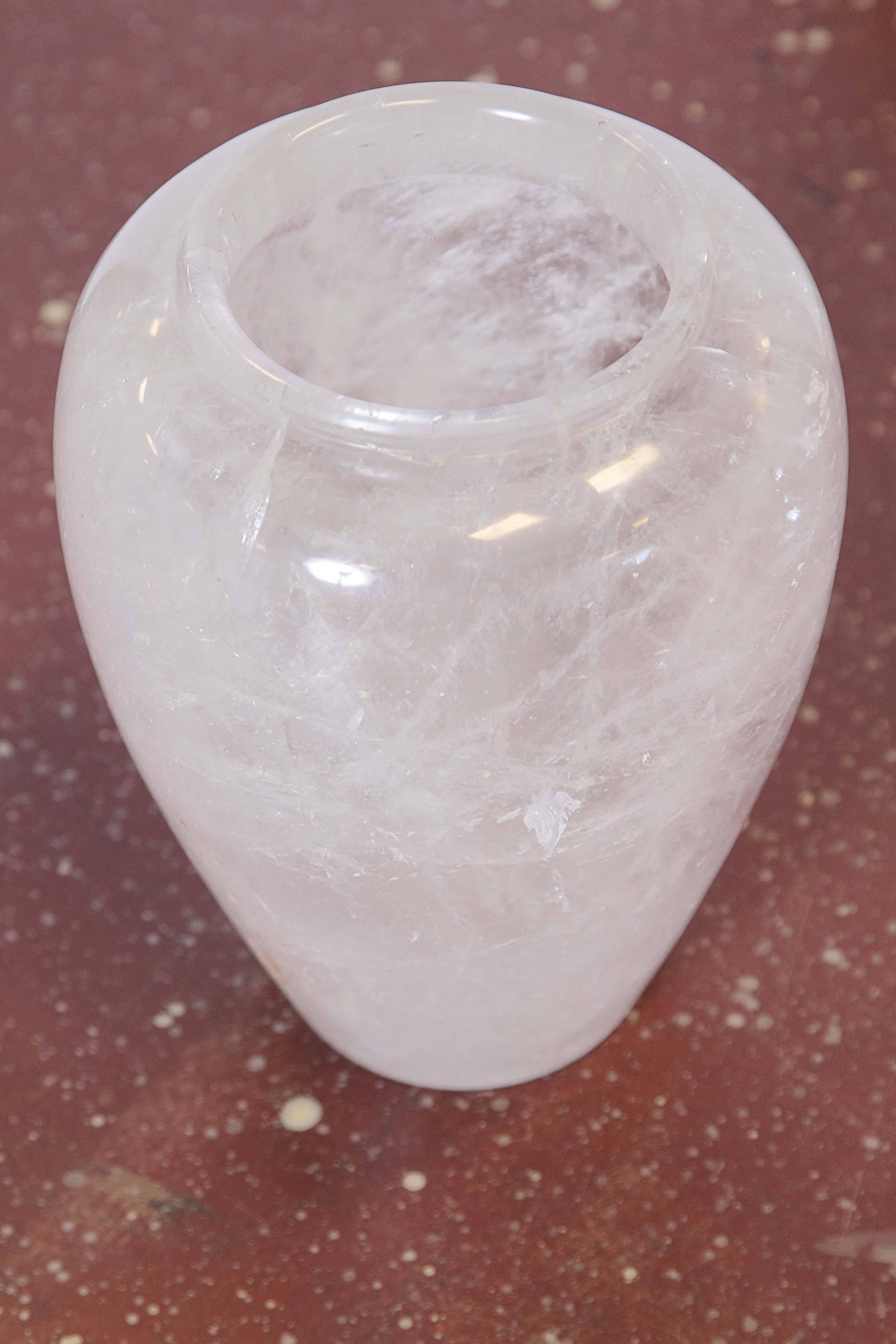 Carved 21st Century Rock Crystal Vase