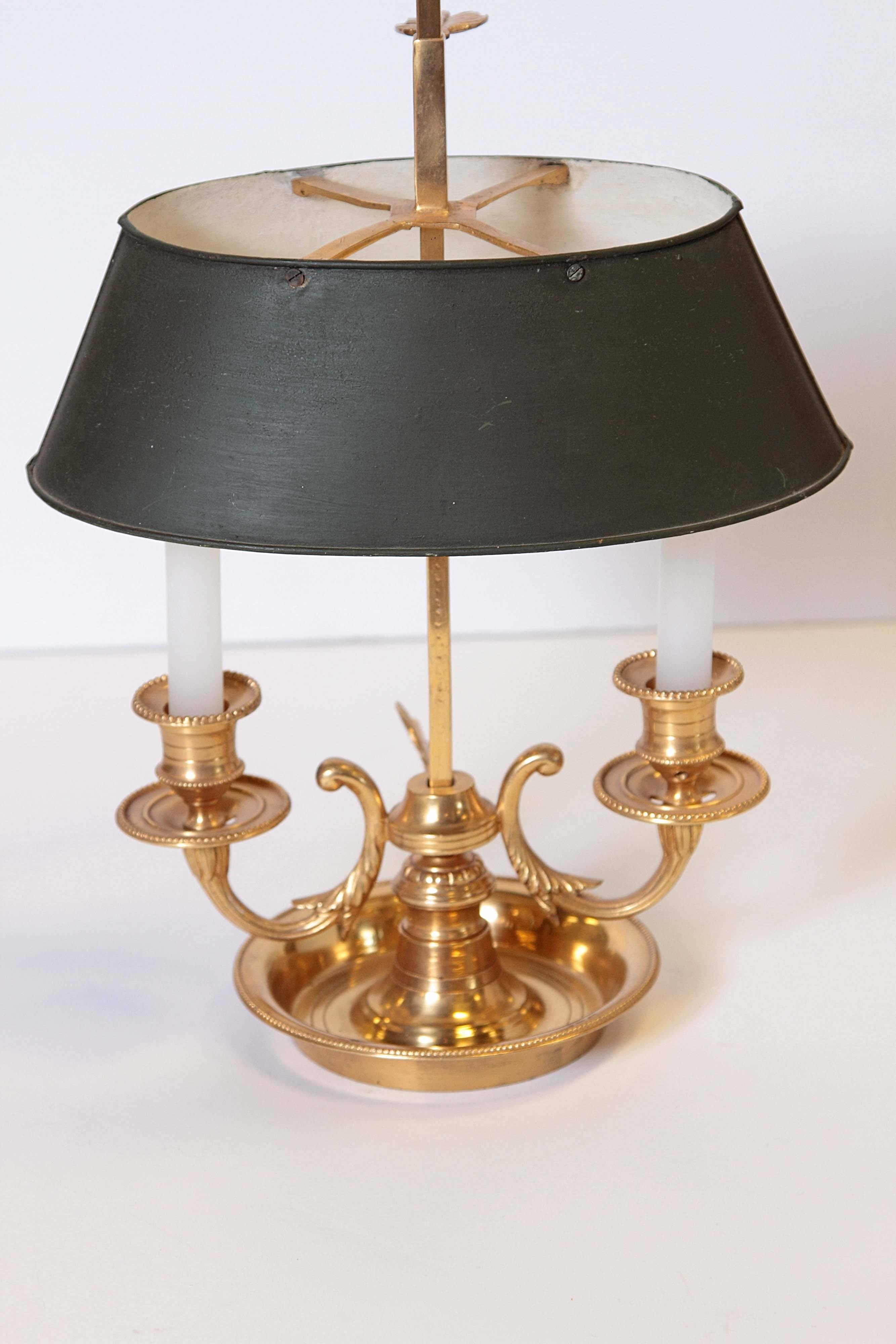 Bouillotte Lamp with Two Arms and Oval Shade For Sale 2