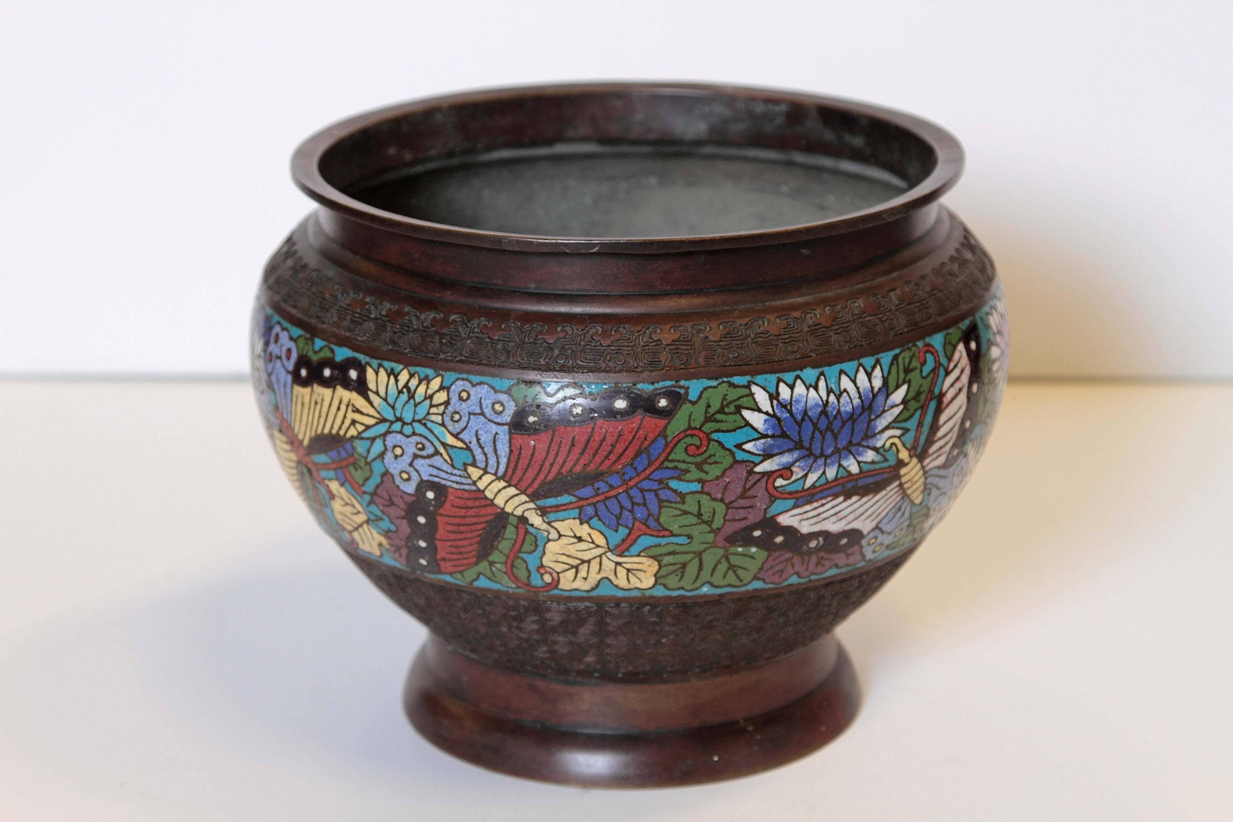 Chinese 19th Century Cloisonné Footed Jardiniere For Sale