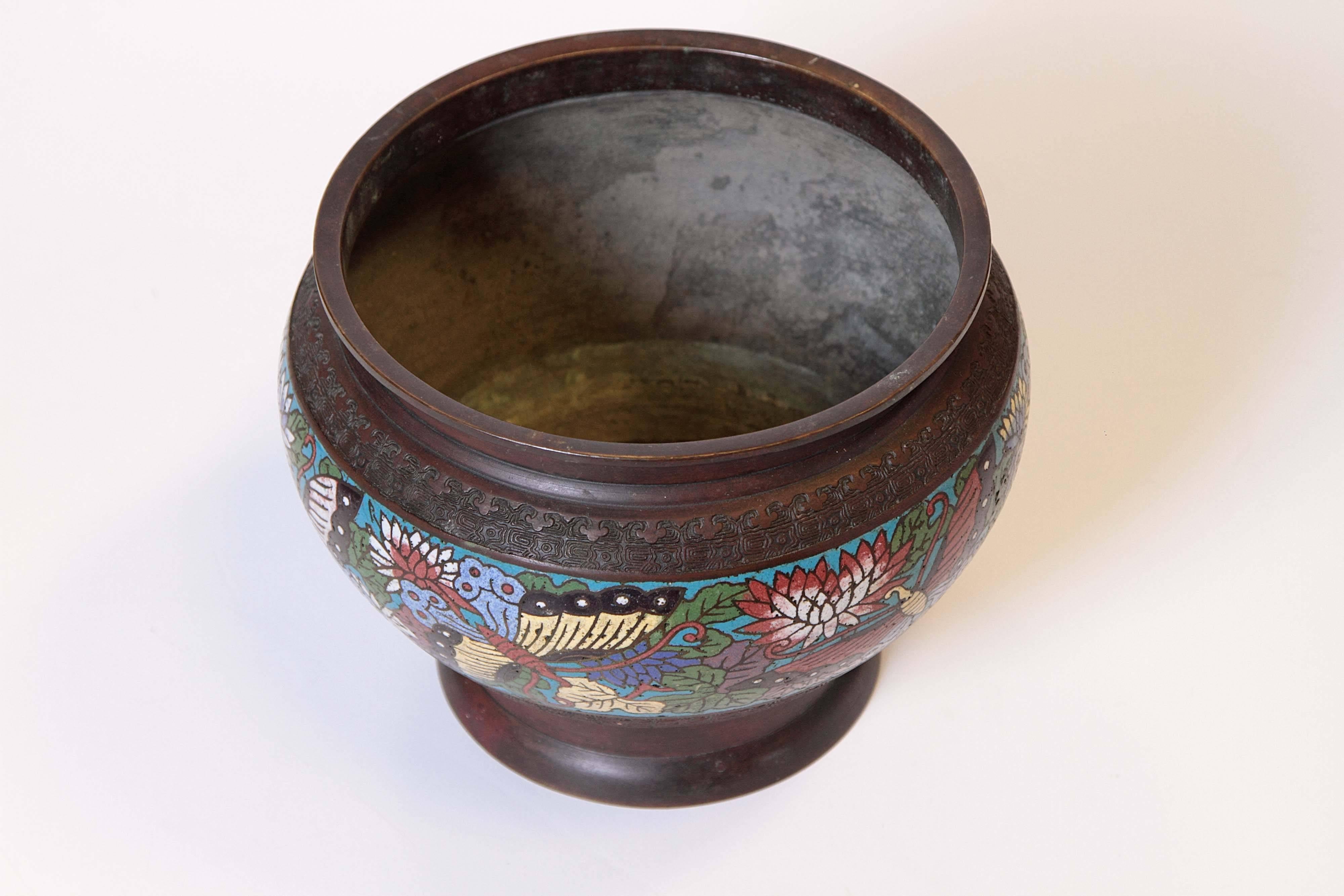 19th Century Cloisonné Footed Jardiniere For Sale 2