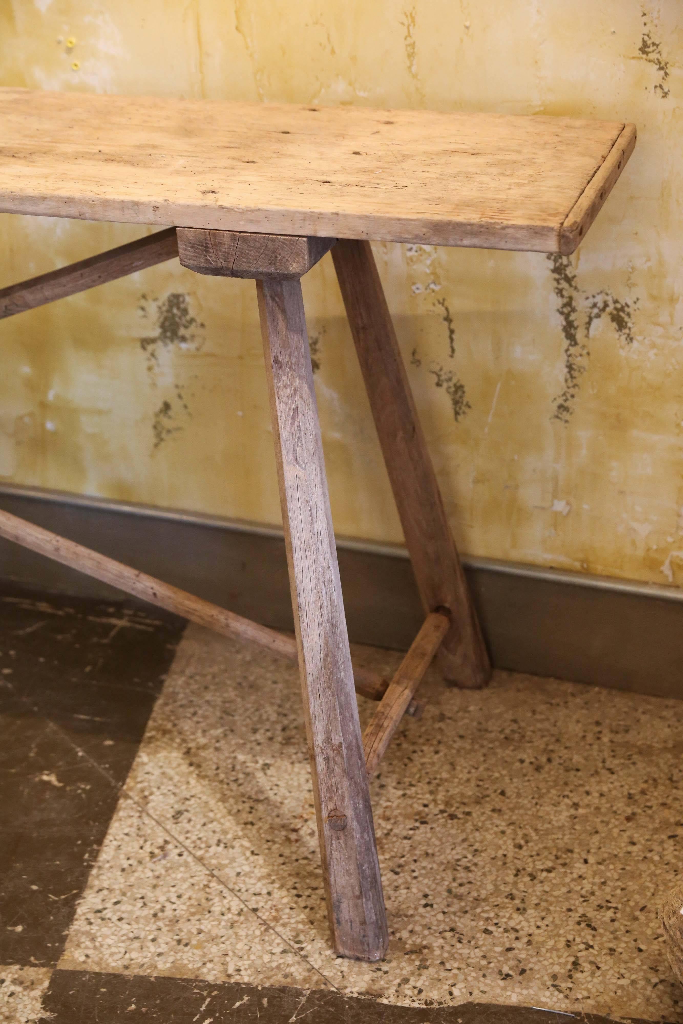 Primitive bleached oak console from the south of France.
