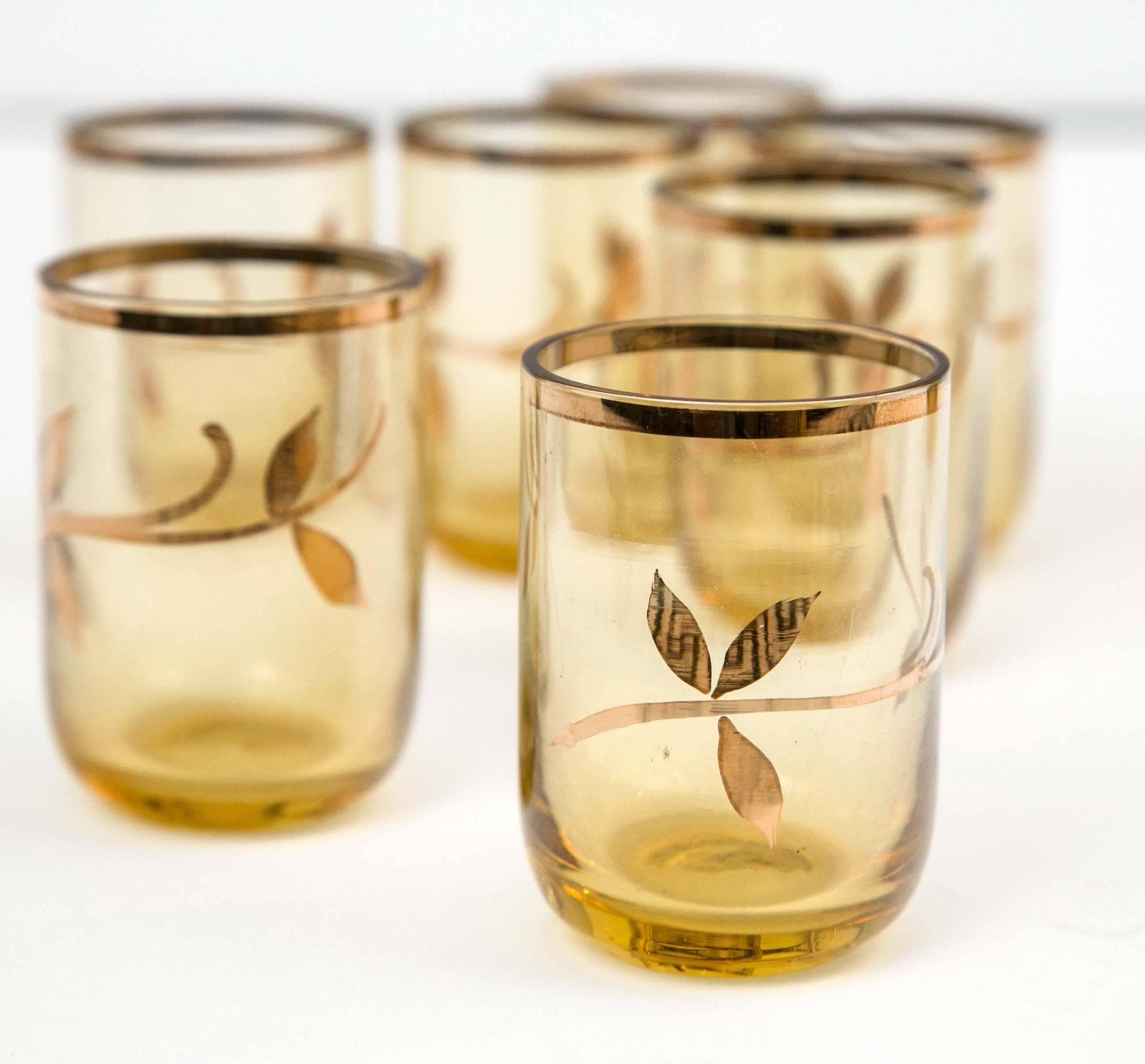 Mid-20th Century Fantastic  Bohemian '1930's' Hand-Painted and Gold Leaf Aperitif Set