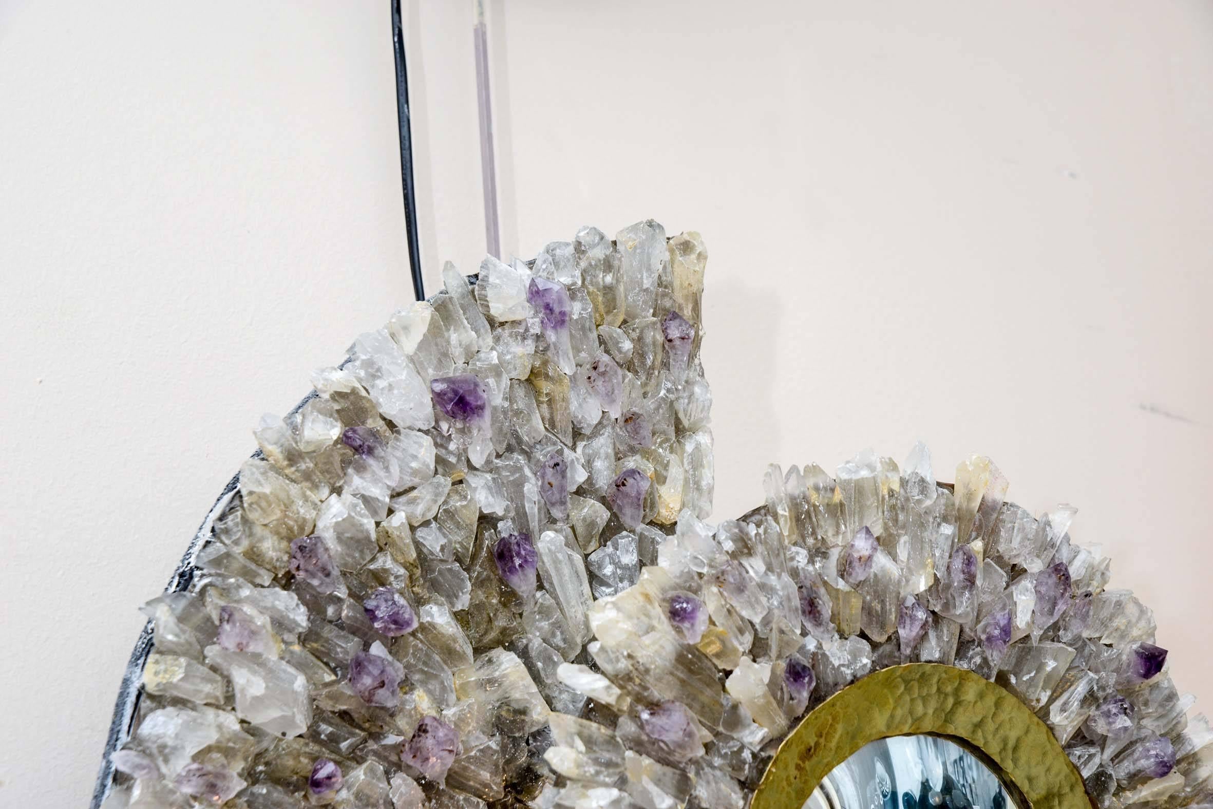 Pair of Crystal Rock and Amethyst Sconces In Excellent Condition In Saint-Ouen (PARIS), FR