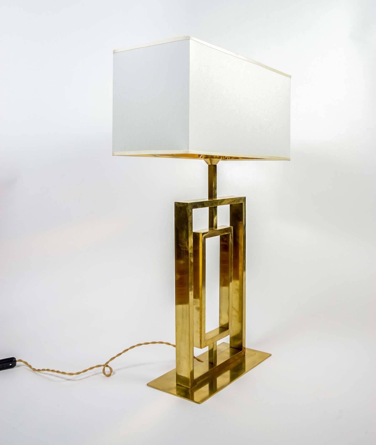 Italian All Brass Geometrical Pair of Lamps